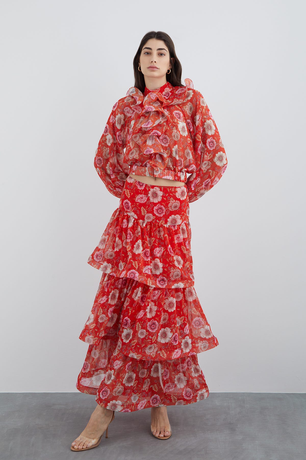 Çiçekli Şifon Bluz