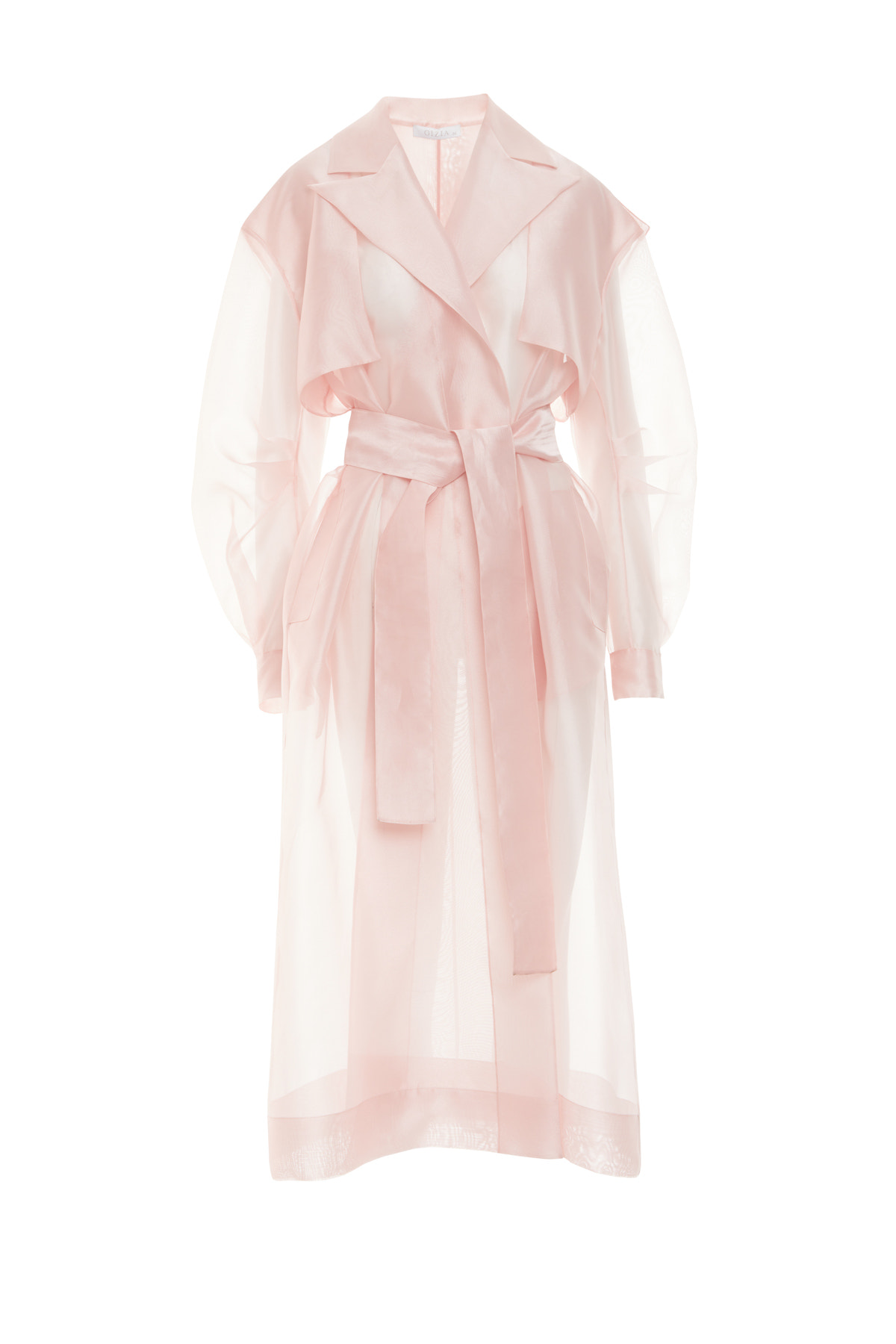 İnci Düğme Detaylı Uzun Organze Ceket