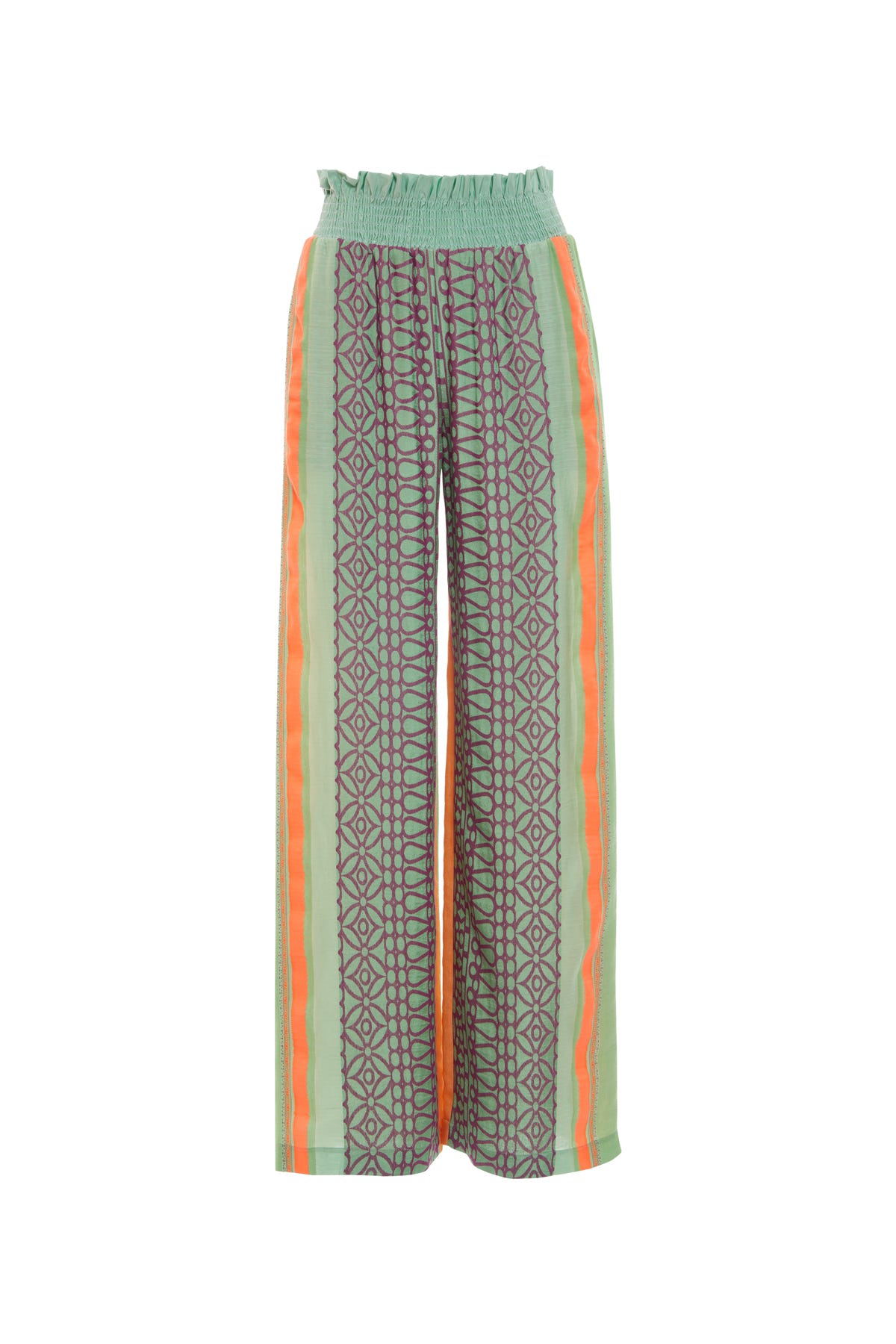 Bel Detaylı Desenli Pantolon