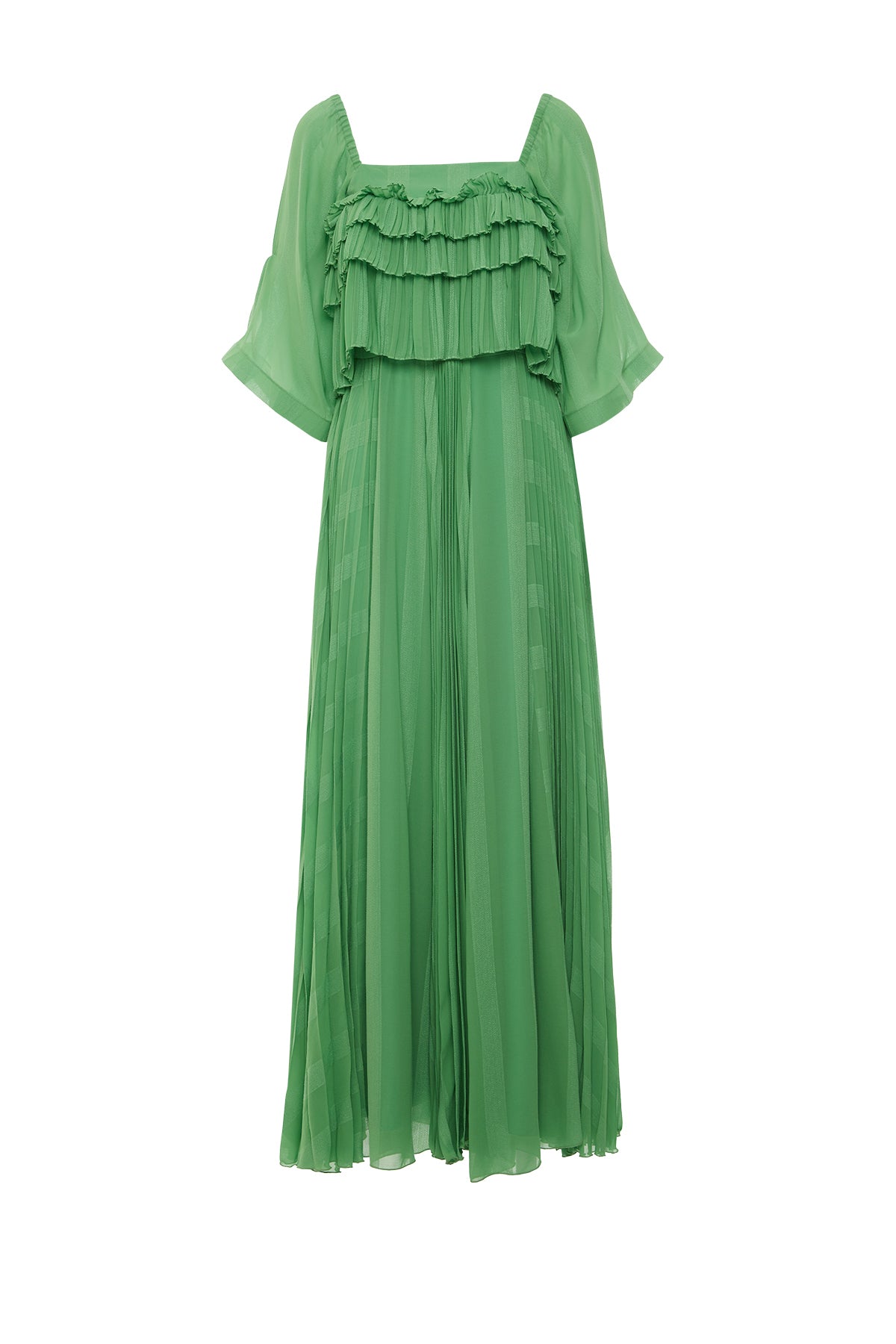 Kayık Yakalı Piliseli Uzun Elbise