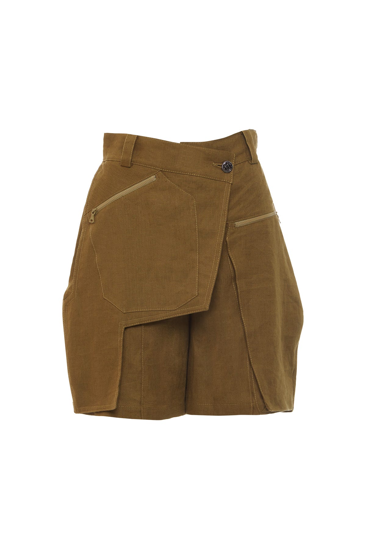 Asimetrik Form Keten Şort