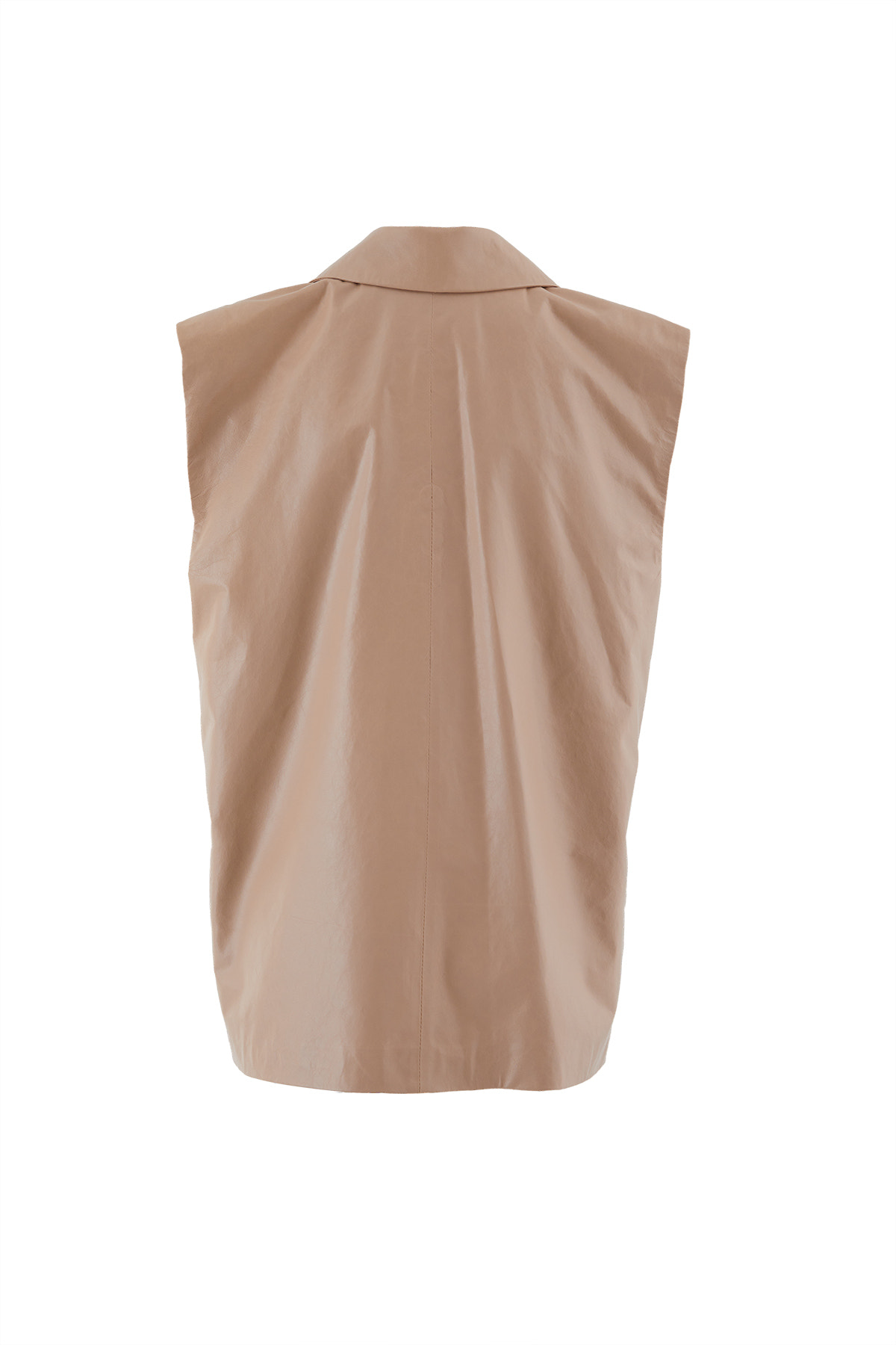 Pudra Renk Deri Yelek