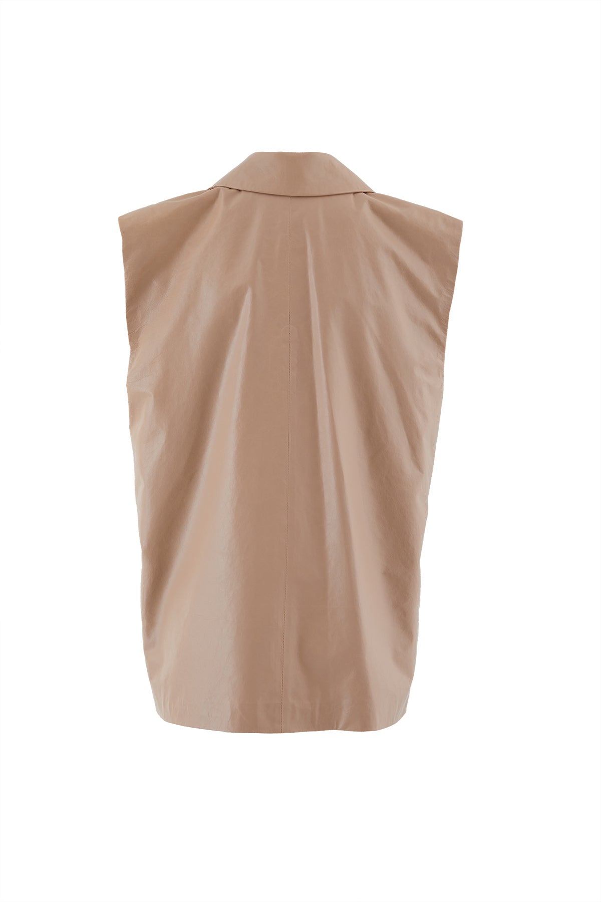 Pudra Renk Deri Yelek