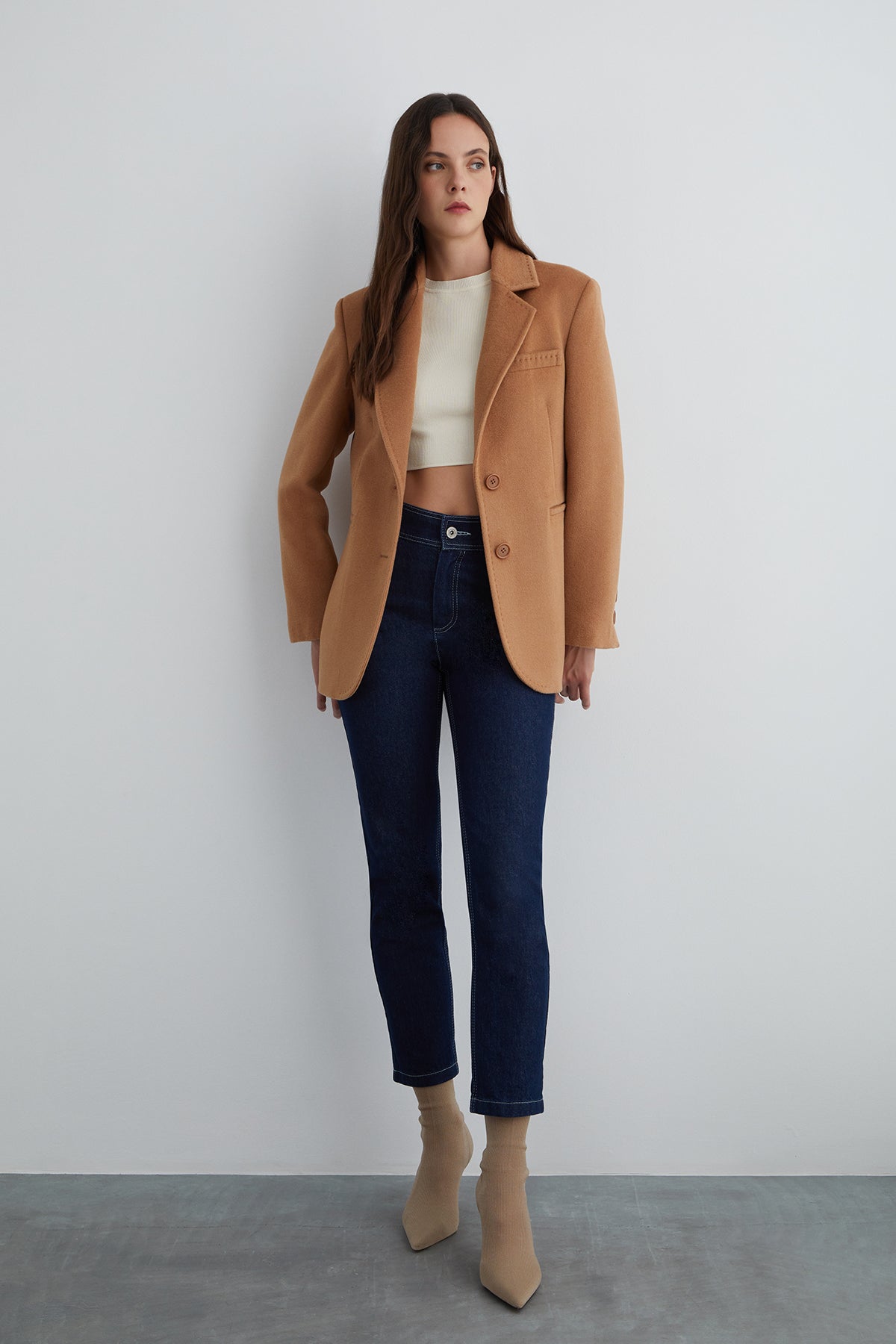 İpek Kaşmir Kısa Kaban