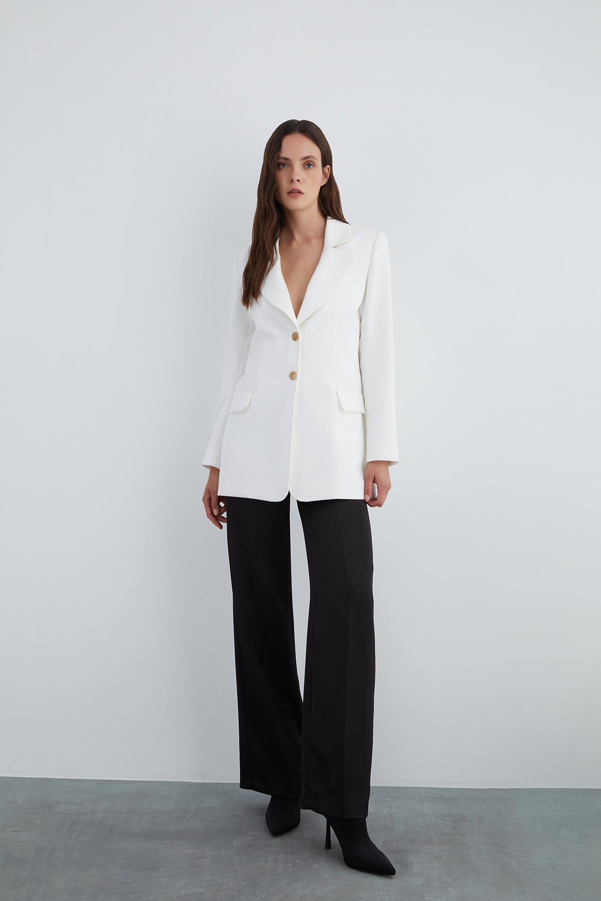 Düğme Detaylı Uzun Kollu Ceket