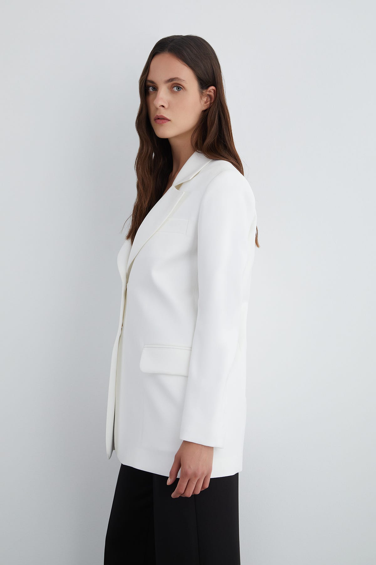 Düğme Detaylı Uzun Kollu Ceket