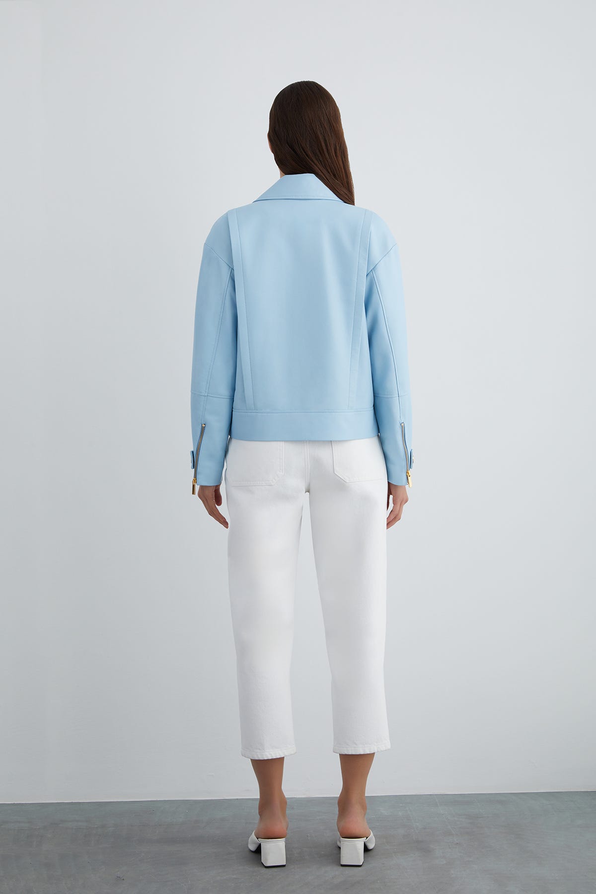 Fermuar Aksesuarlı Deri Ceket