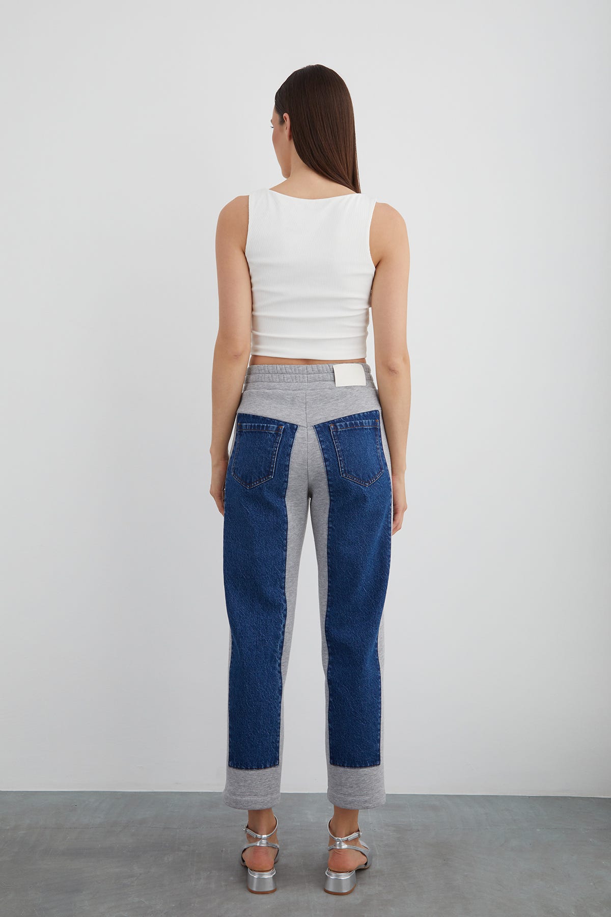 Kordon Detaylı Jean Garnili Beli Lastikli Pantolon