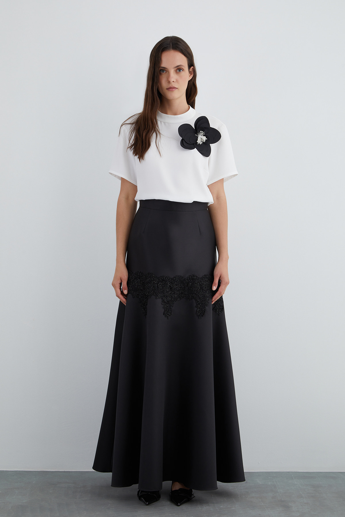 Dantel Detaylı Maxi Boy Etek