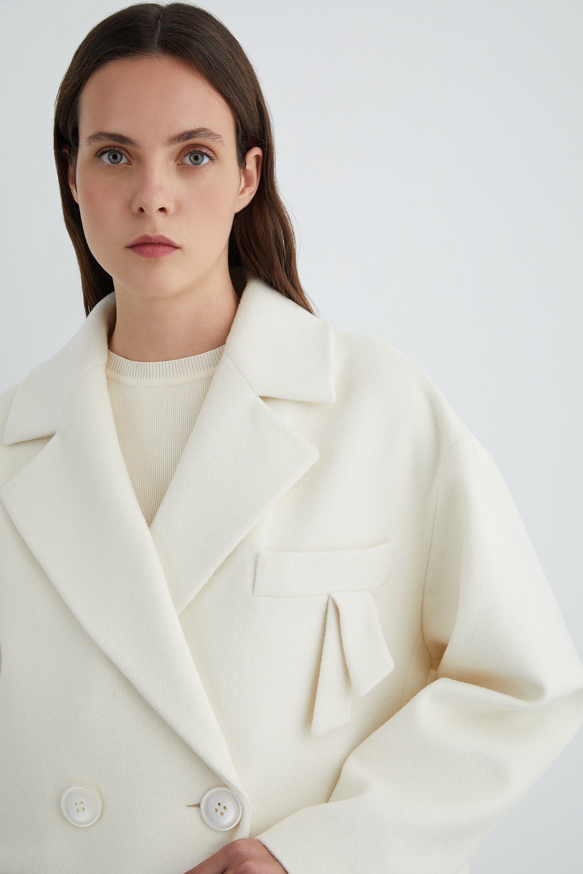 Cep Altı Model Detaylı Uzun Yeşili Kaşe Kaban