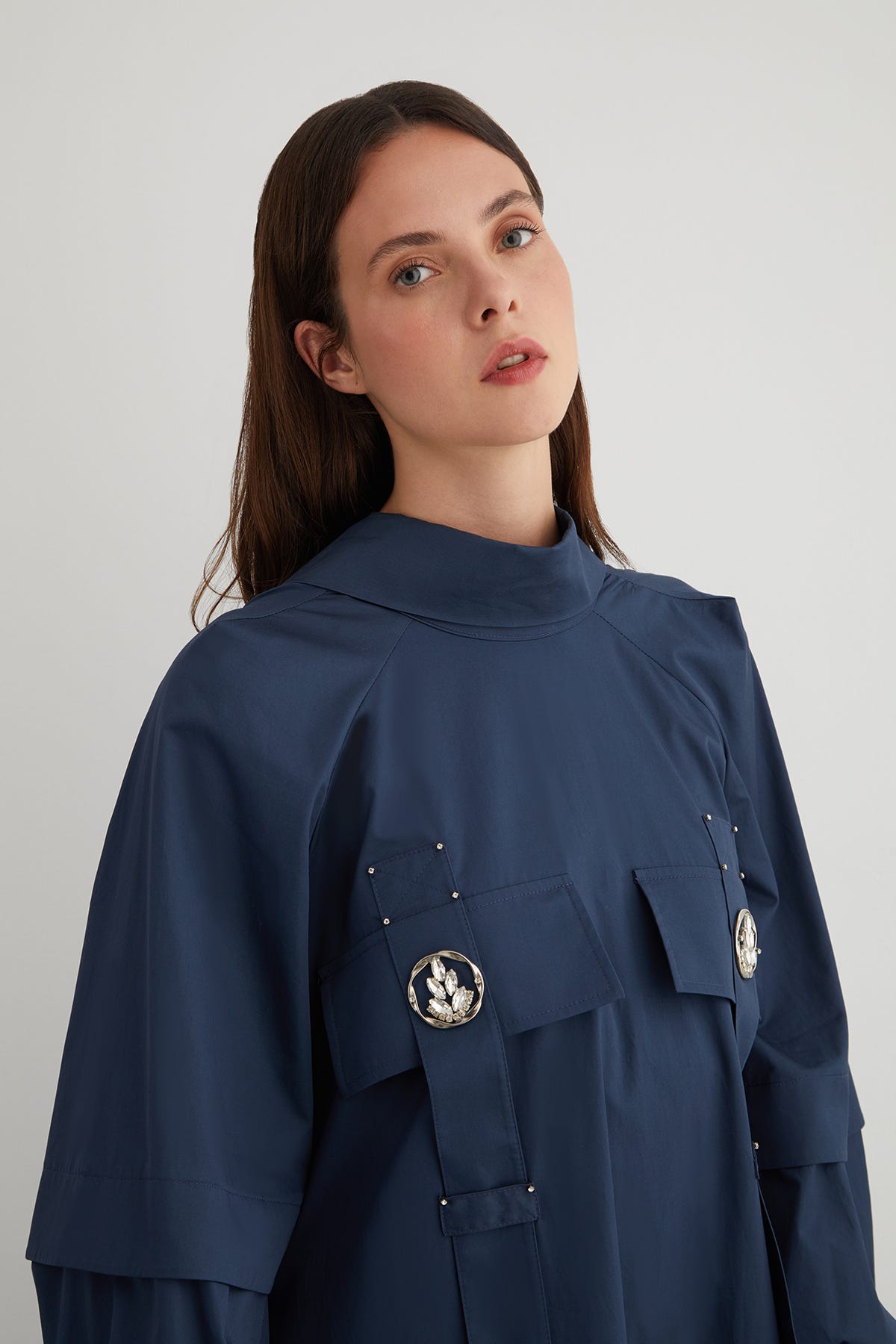 Arka Yaka Dekolteli Eteği Organze A Form Uzun Elbise