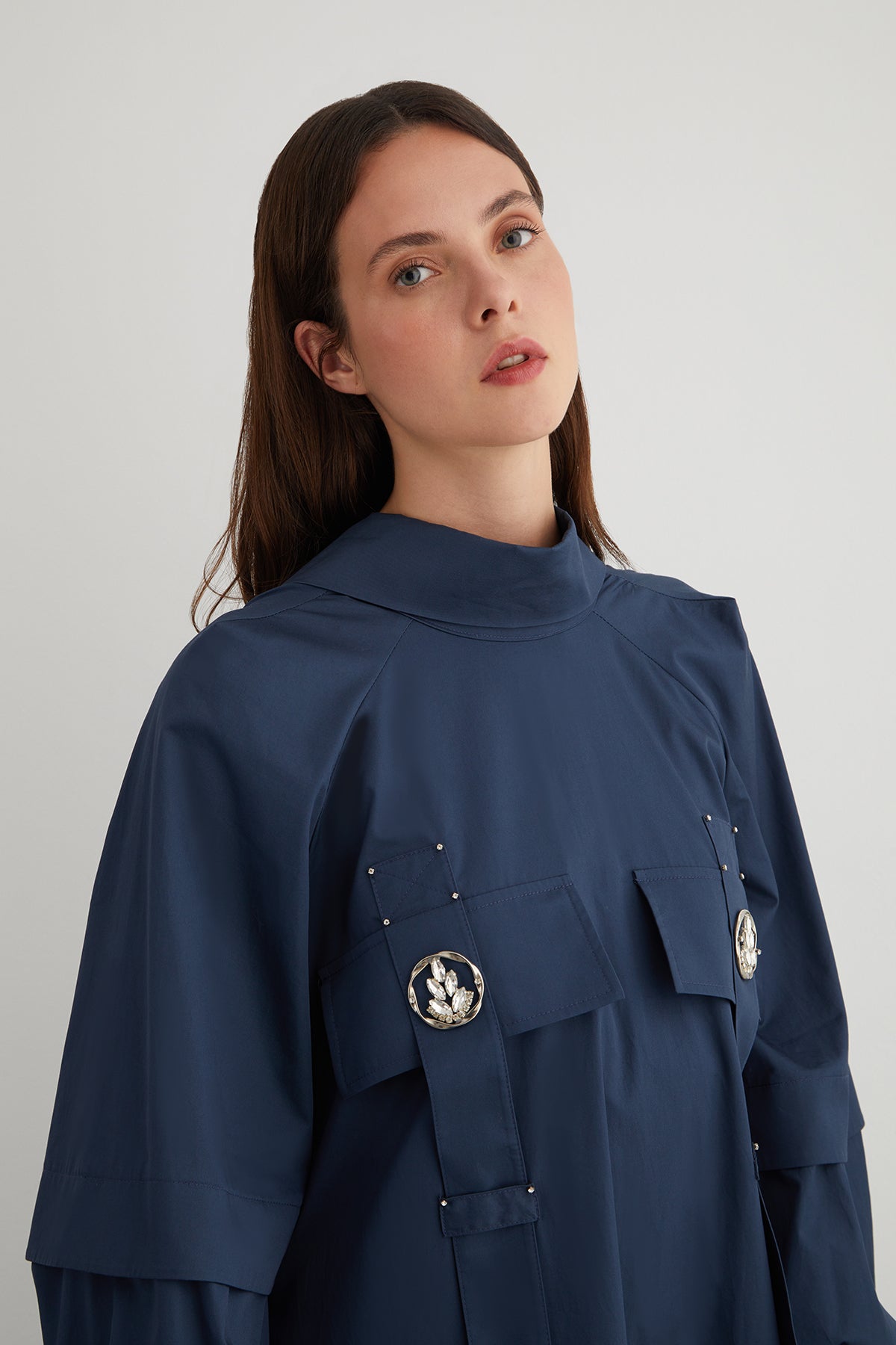 Arka Yaka Dekolteli Eteği Organze A Form Uzun Elbise