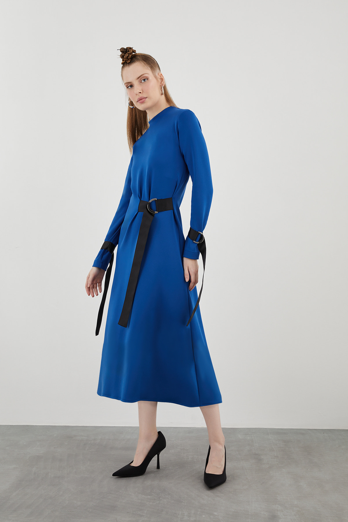 Grogren Şeritli D Toka Aksesuarlı Midi Boy Spor Elbise