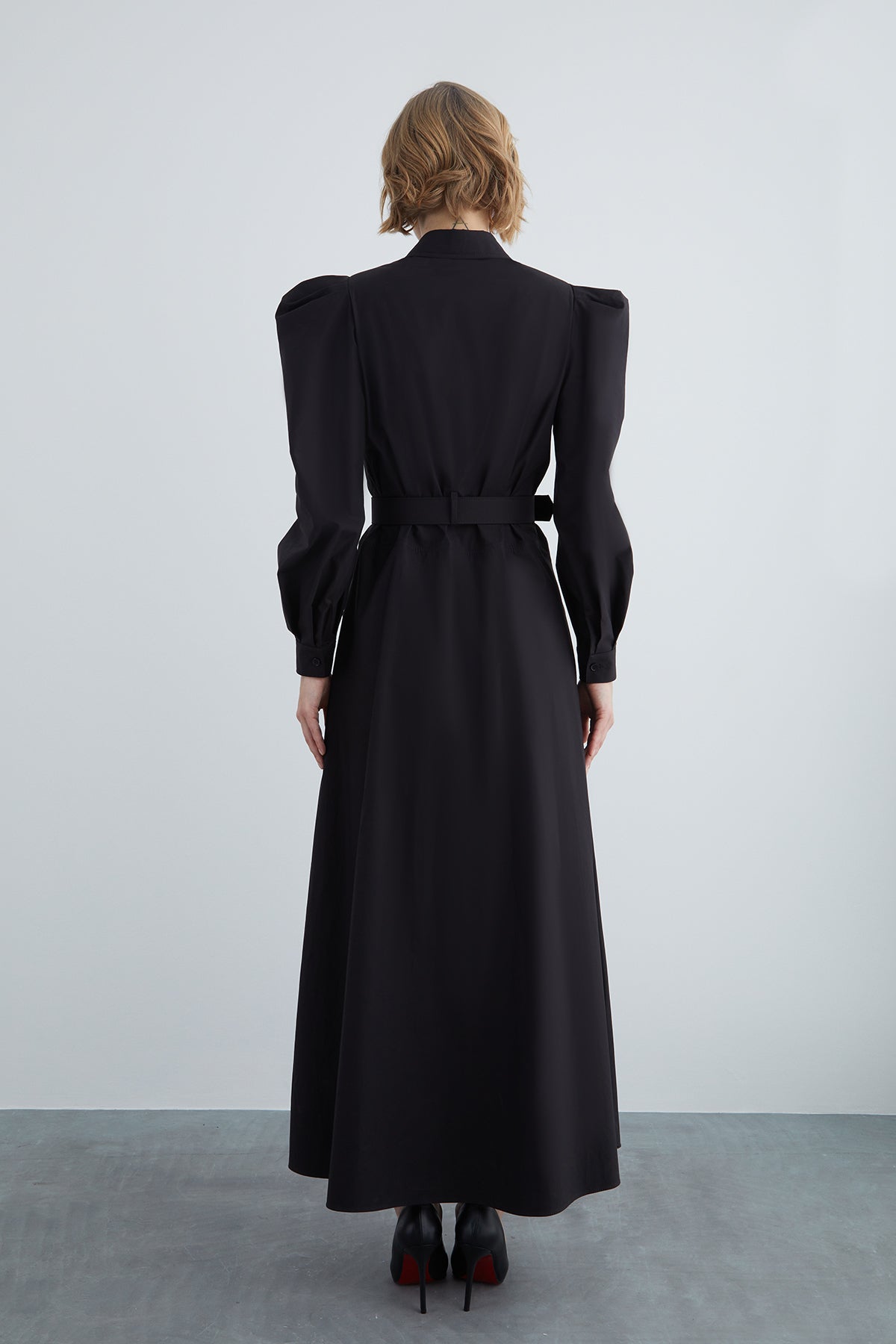 Kemer Detaylı Cepli Maxi Elbise