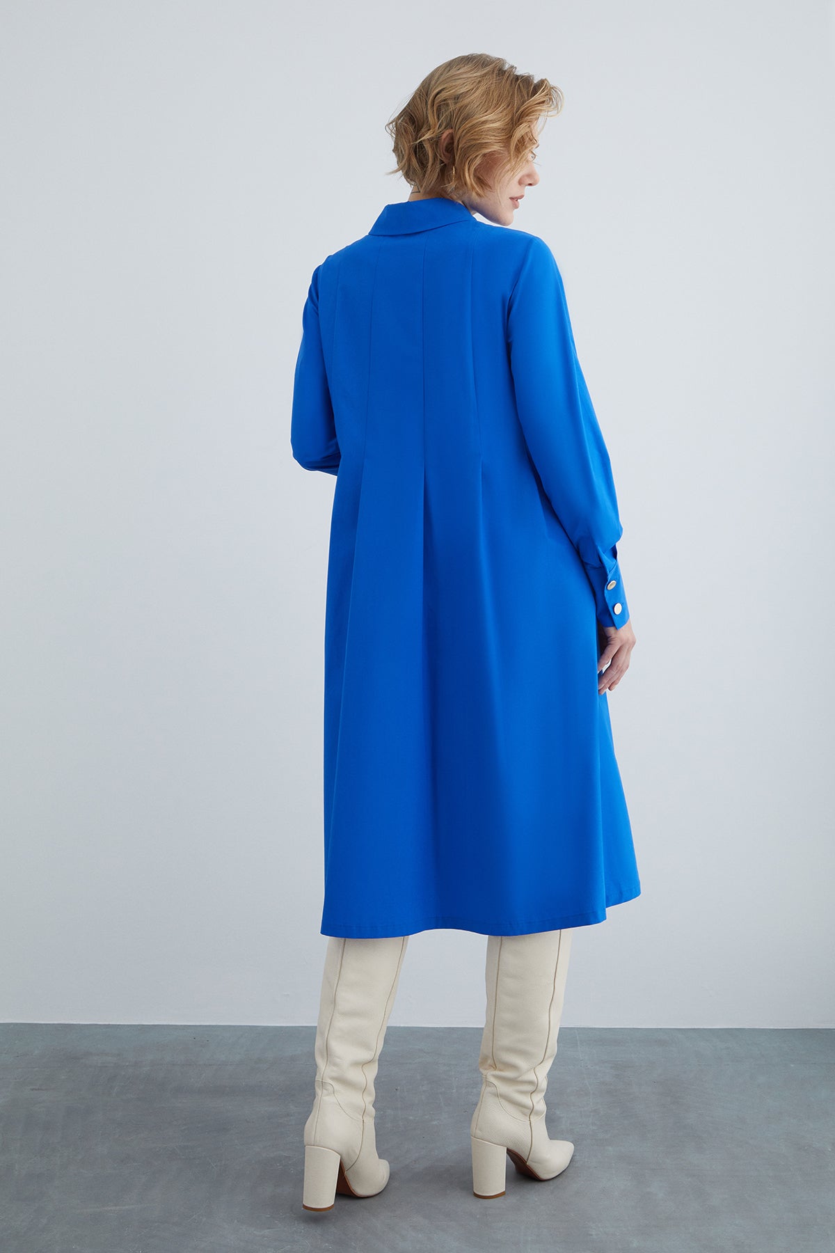 Midi Boy Rahat Kesim Pamuk Elbise