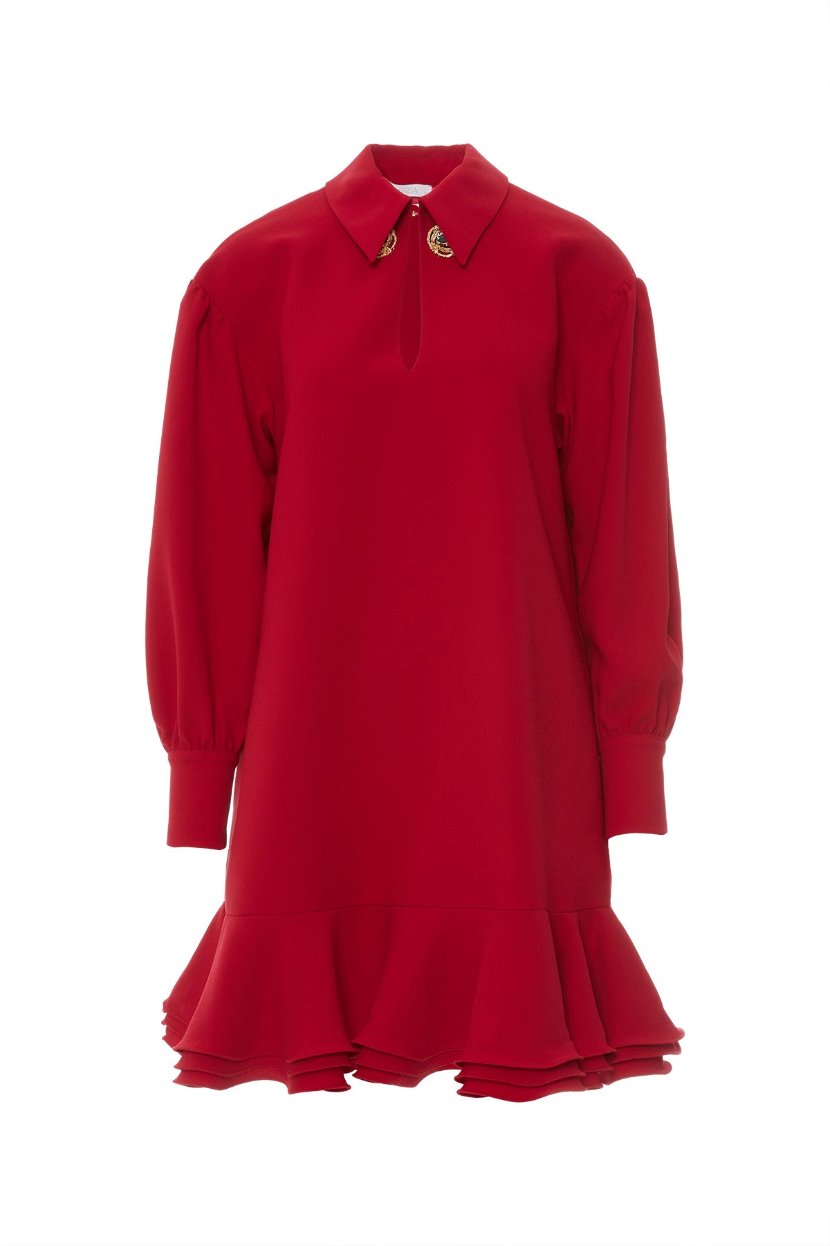 Düğme Detaylı Etek Ucu Fırfırlı Kısa Elbise