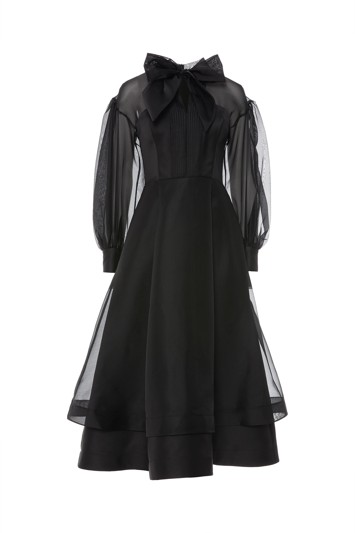 Boyundan Bağlamalı Midi Organze Elbise