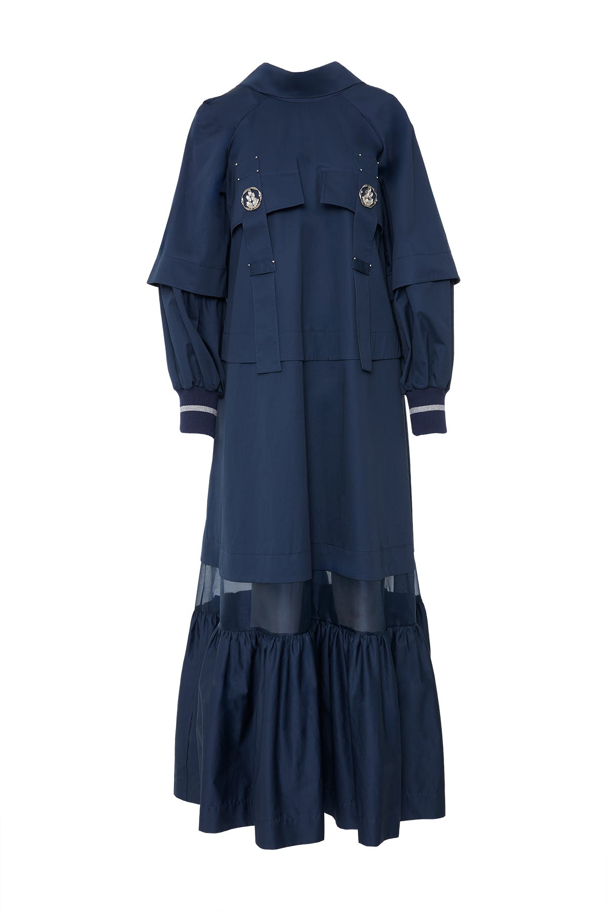 Arka Yaka Dekolteli Eteği Organze A Form Uzun Elbise