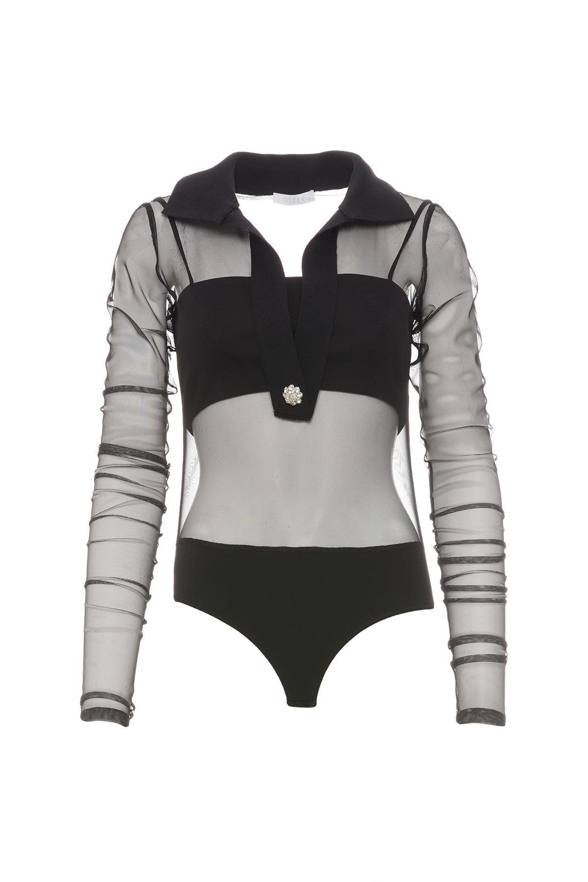 İçi Askılı Top Detaylı Alttan Çıtçıtlı Tül Bluz.