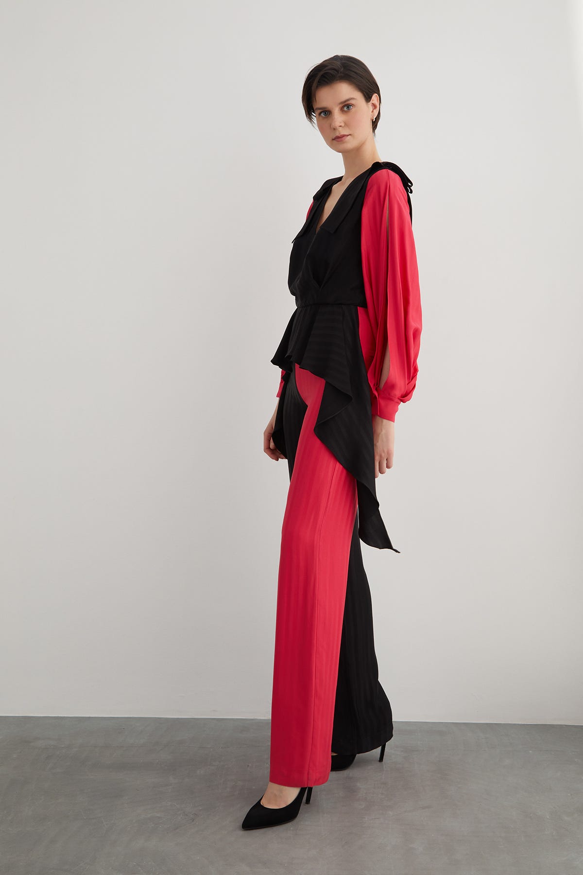 İki Renkli Pliseli Tulum