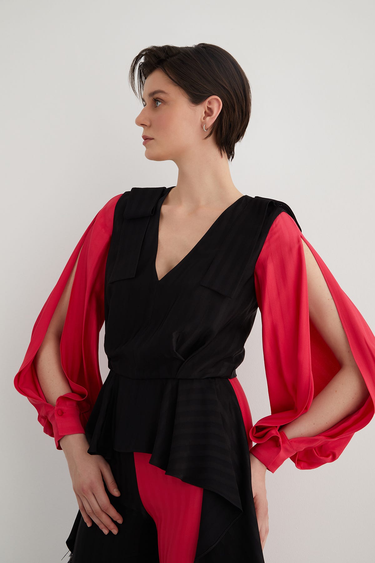 İki Renkli Pliseli Tulum