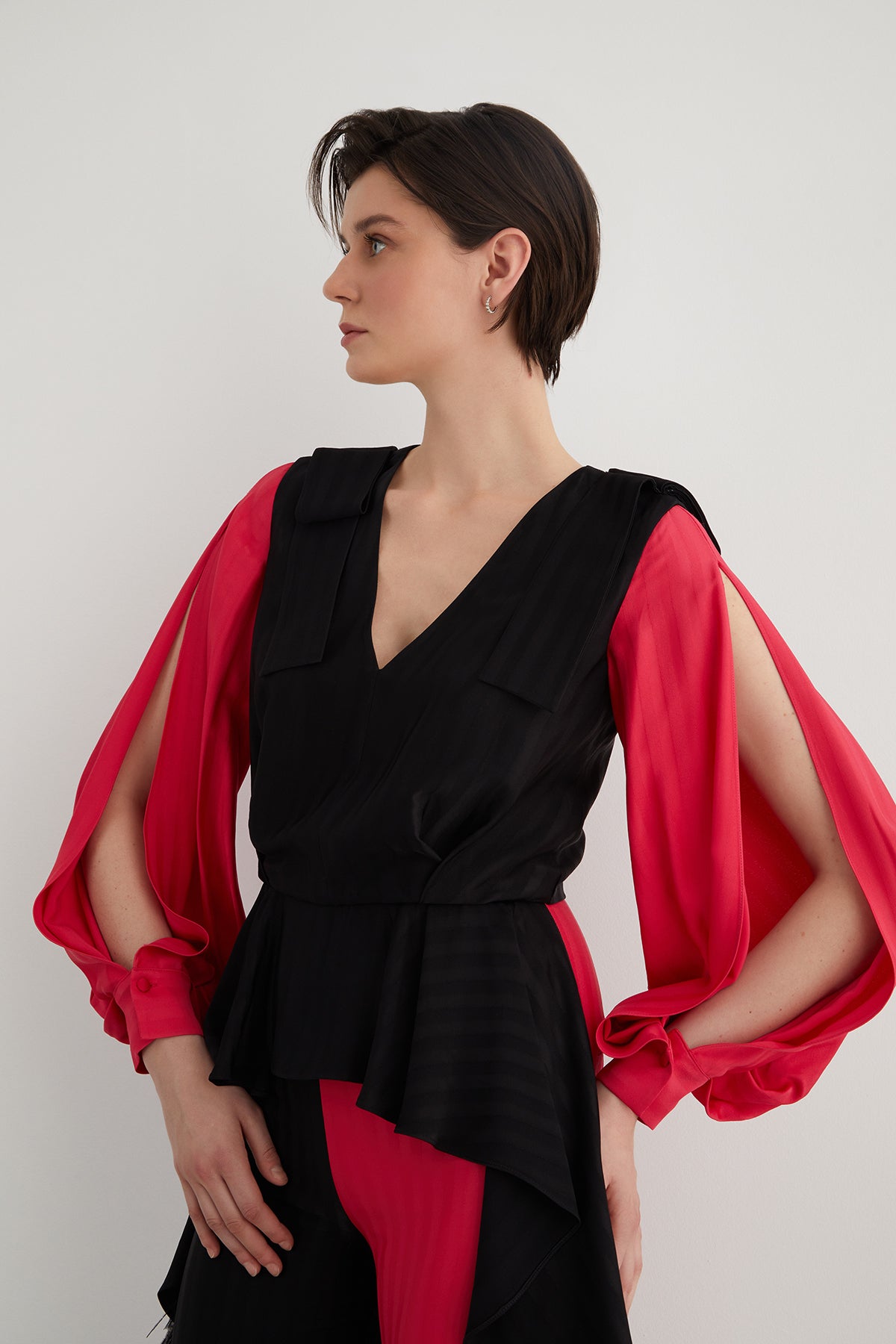 İki Renkli Pliseli Tulum