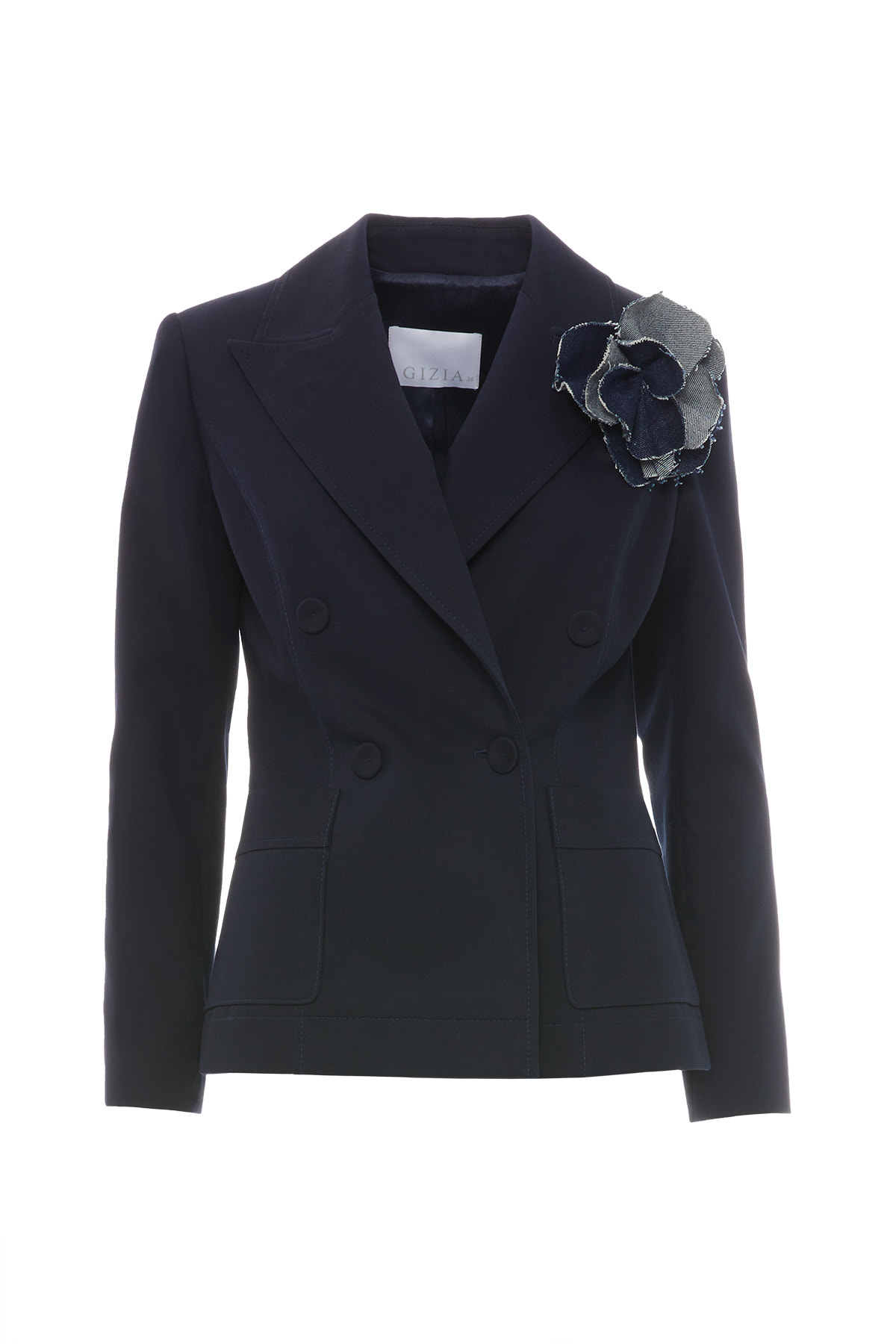 Çıkarılabilir Jean Çiçek Detaylı Cepli Ceket