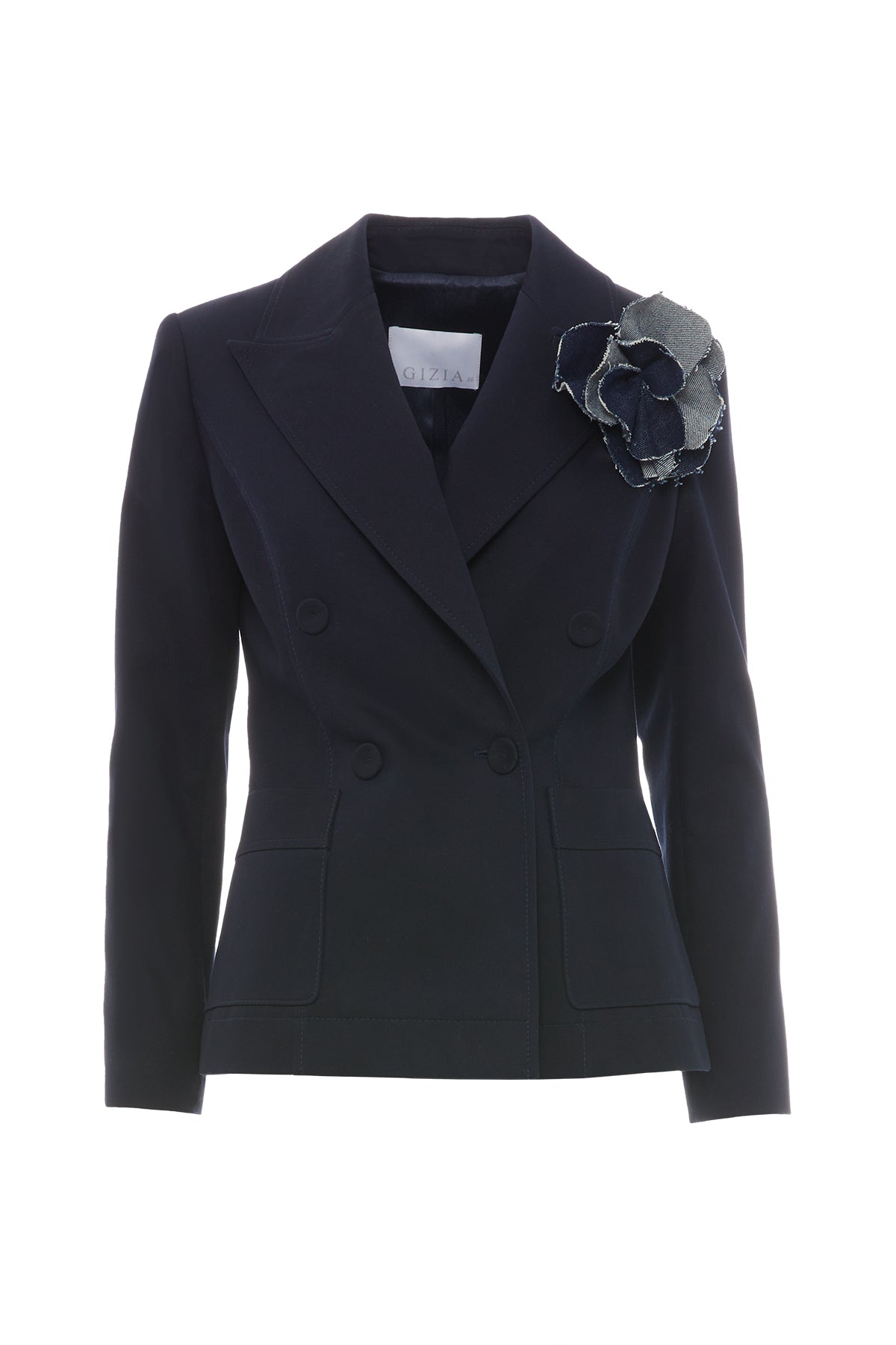 Çıkarılabilir Jean Çiçek Detaylı Cepli Ceket