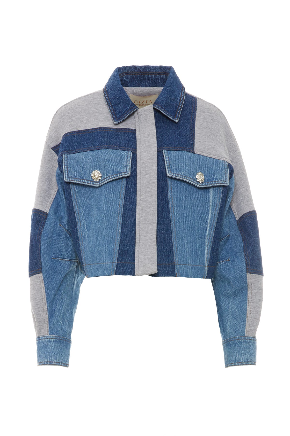 Arka Beden Etiket Ve Taşlı Düğme Detaylı Jean Garnili Ceket