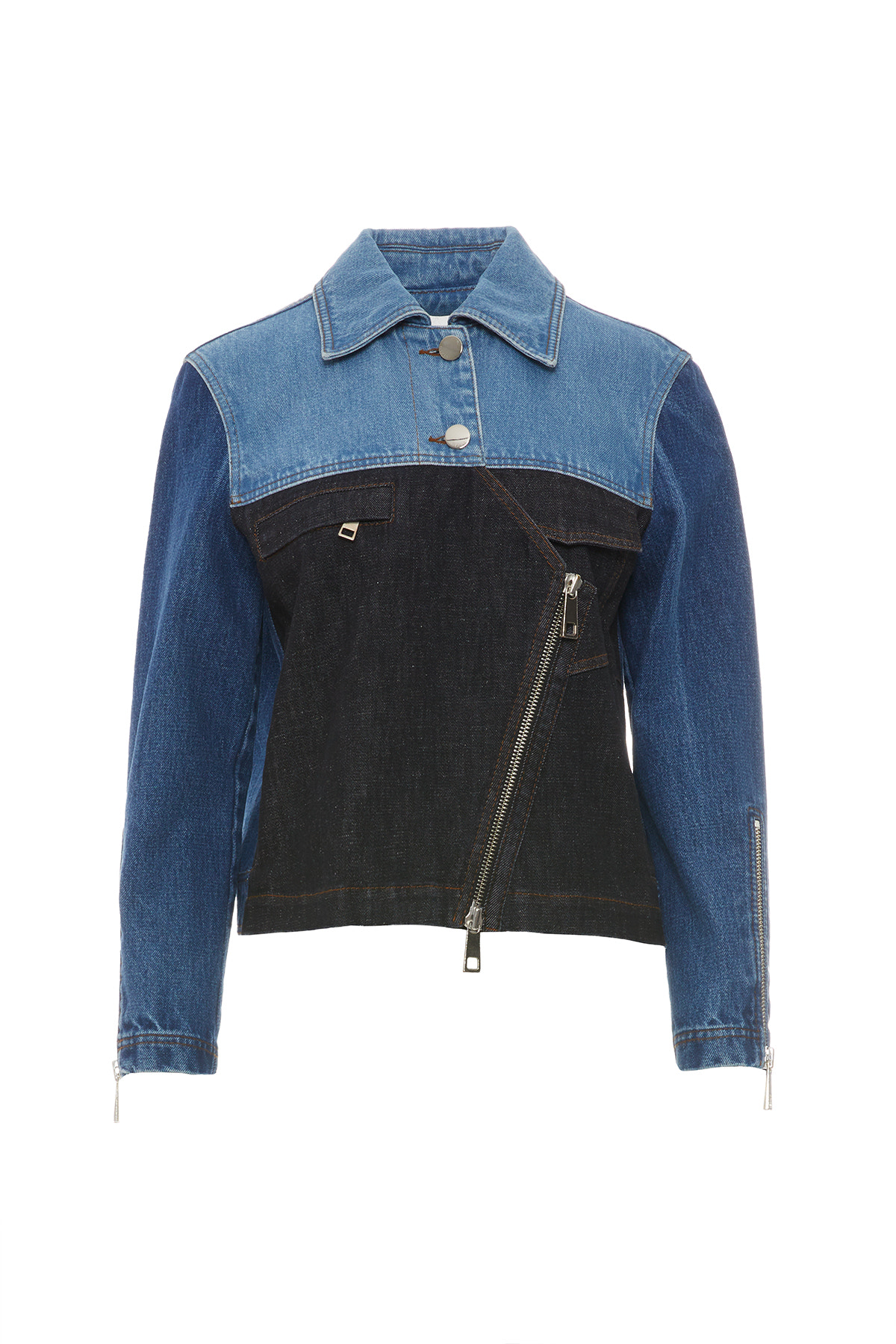 Asimetrik Çok Parçalı Jean Ceket