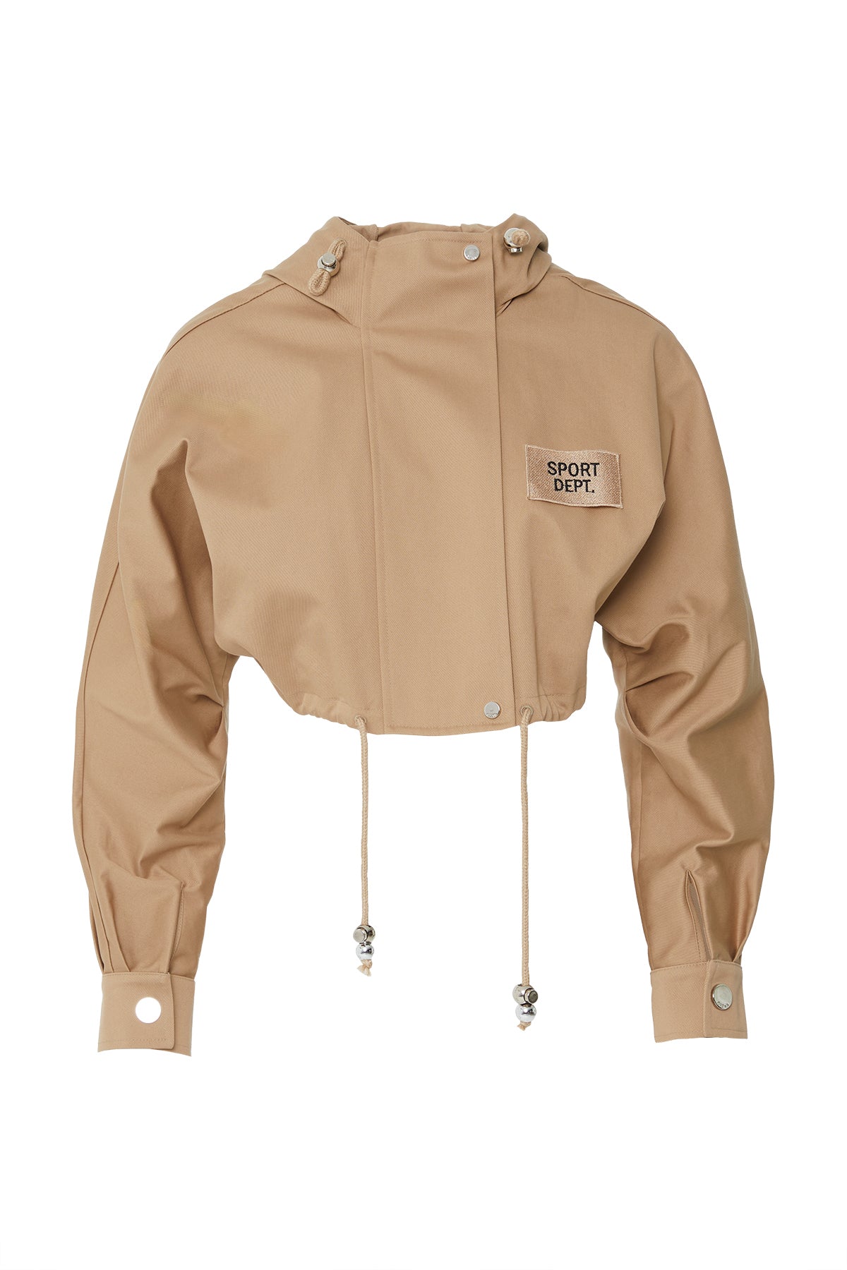 Aplike Nakış Detaylı Kısa Kapüşonlu Ceket