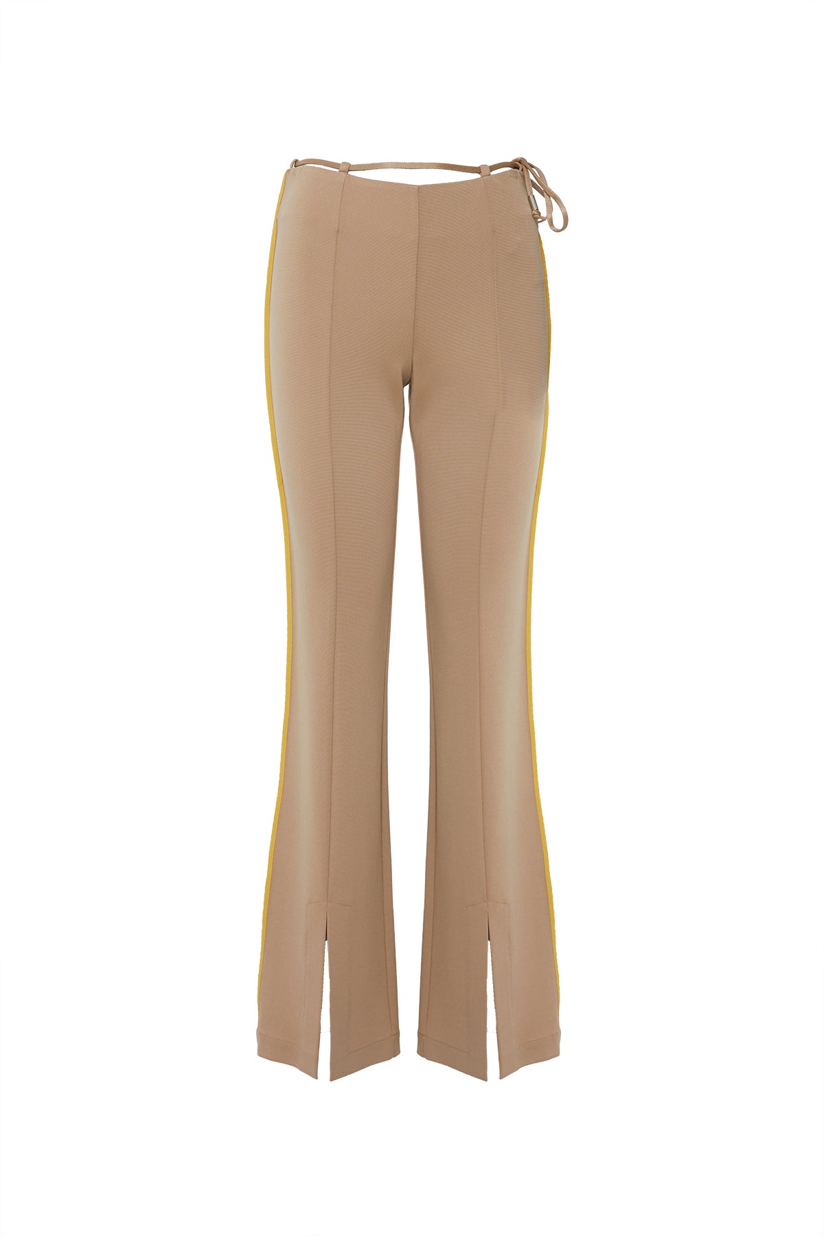 Beli Bağlama Detaylı Ön Paça Yırtmaçlı  Pantolon