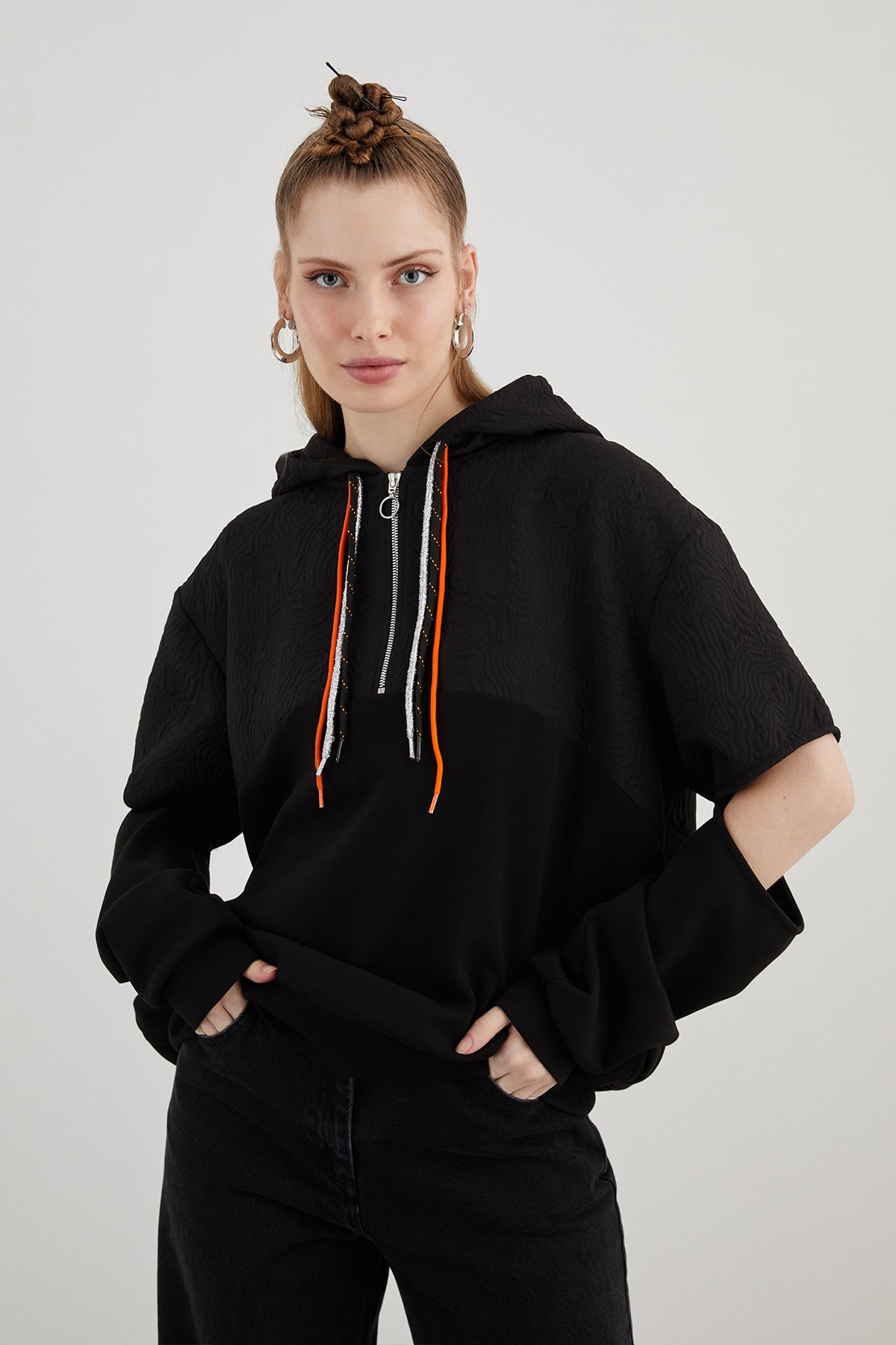 Kol Pencere Detaylı Oversize Sweatshirt