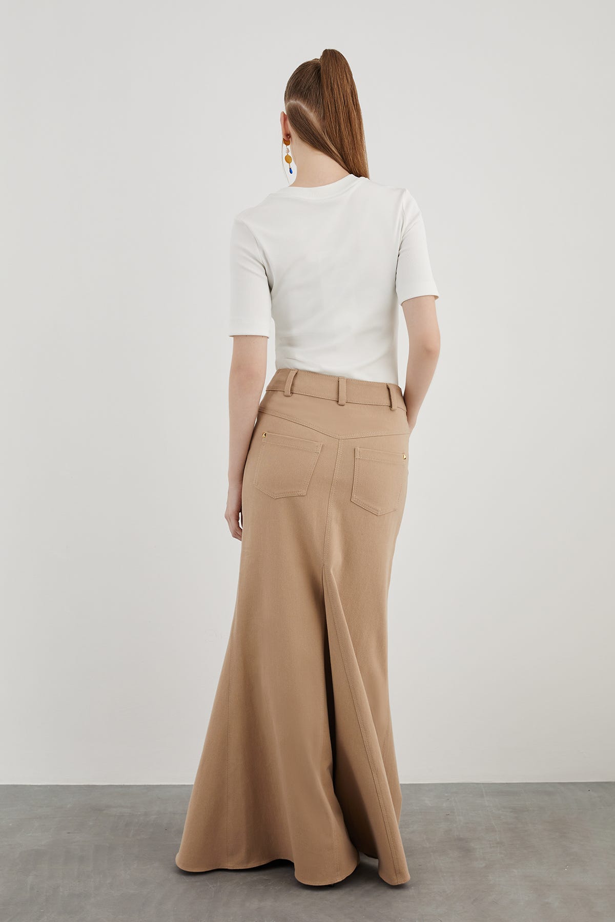 Pelerinli Cepli Detaylı Uzun Etek