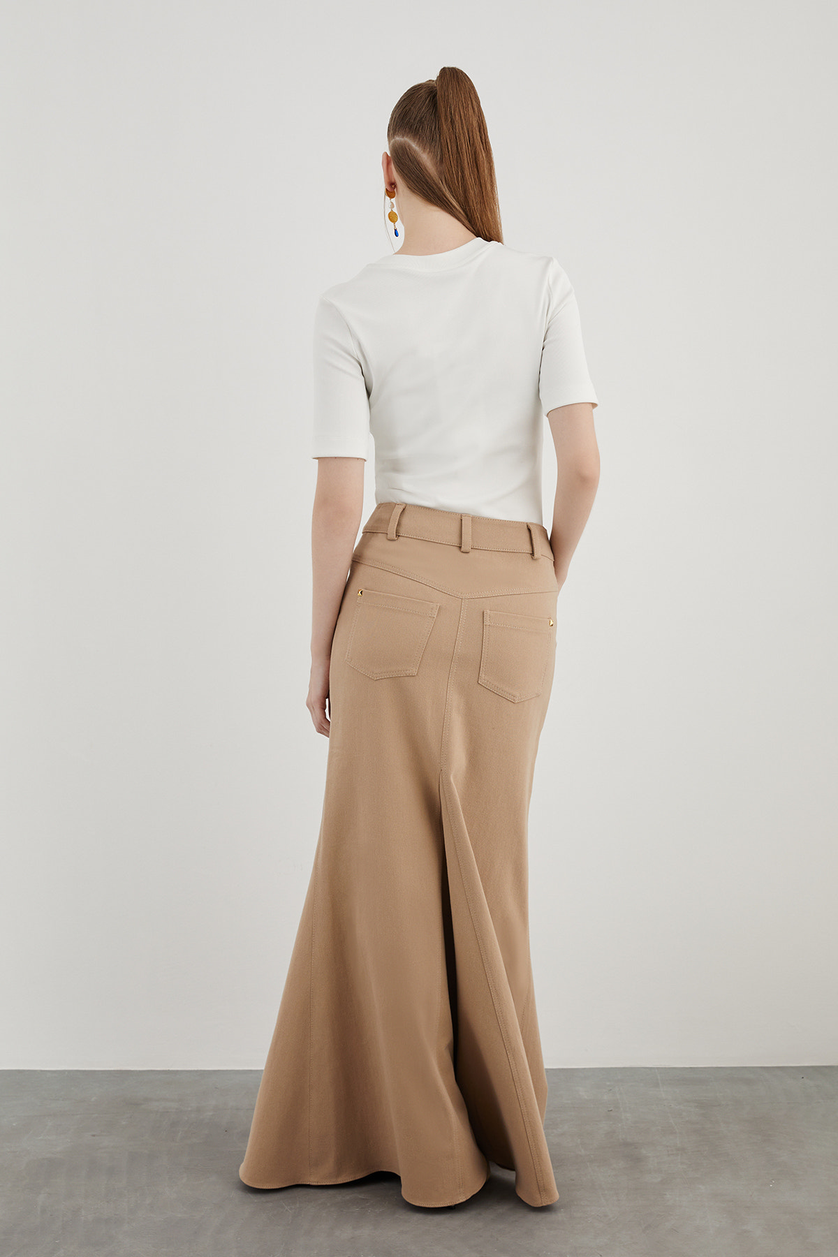 Pelerinli Cepli Detaylı Uzun Etek