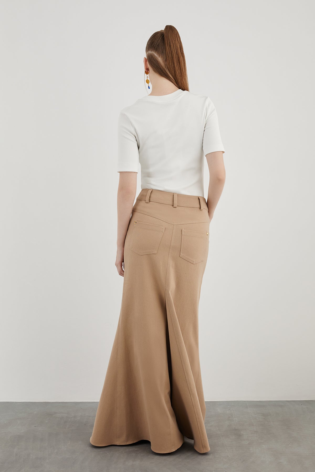 Pelerinli Cepli Detaylı Uzun Etek