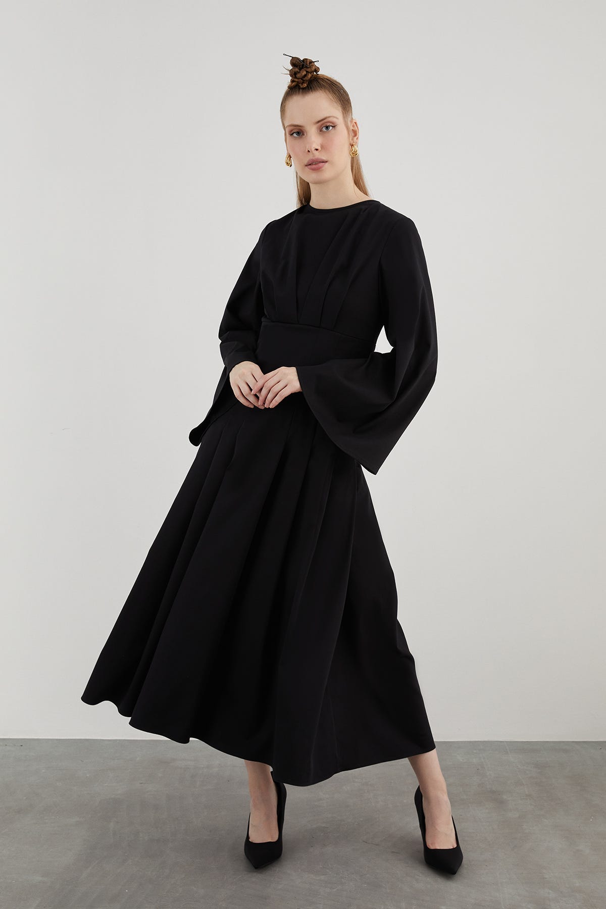 Bisiklet Yaka Maxi Boy Elbise