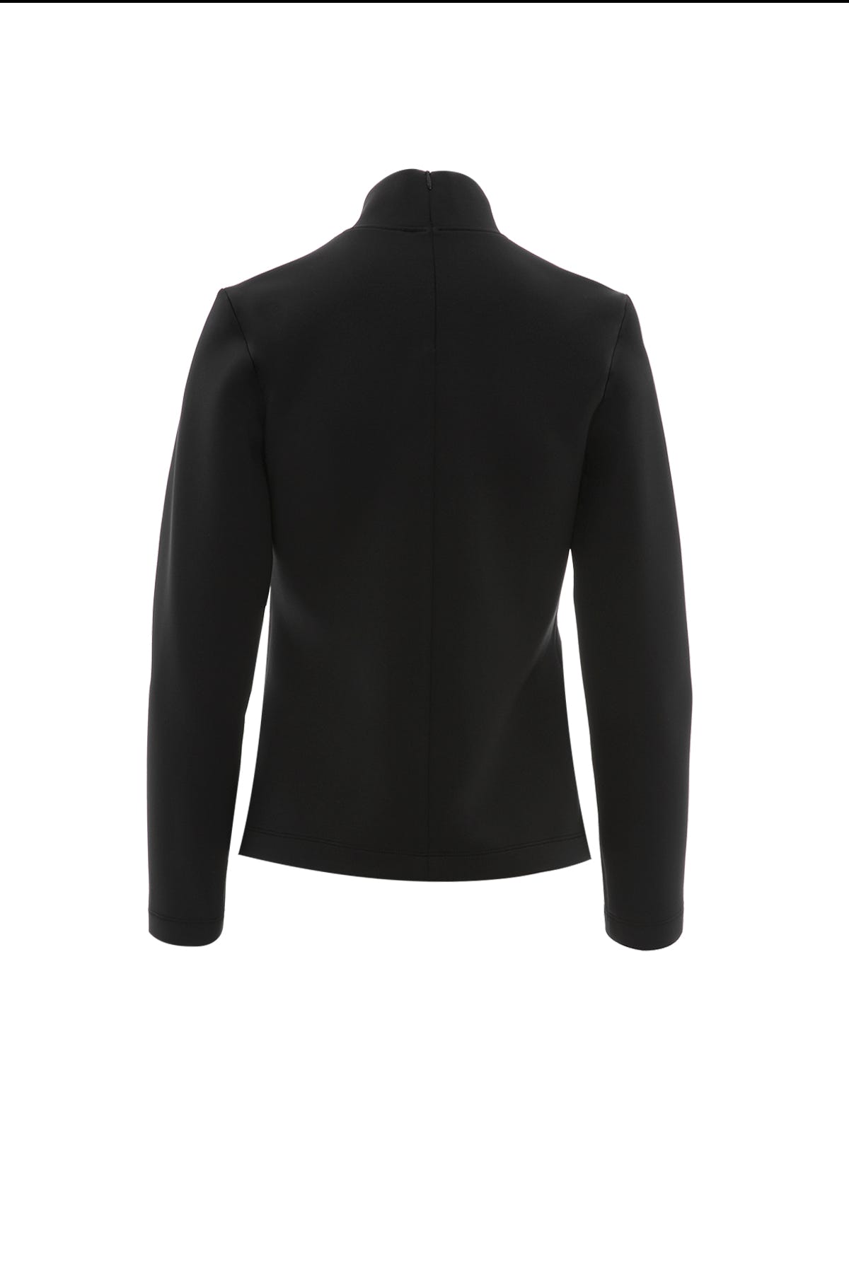 İşlemeli Düğme Detaylı Dik Yaka Scuba Uzun Kollu T-Shirt