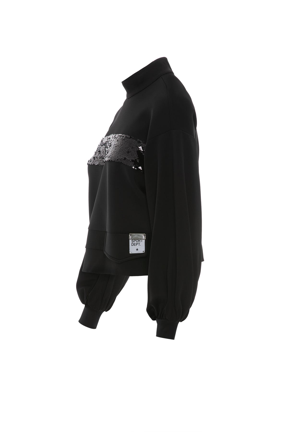 Aksesuarlı Bayet Detay Dik Yakalı Sweatshirt