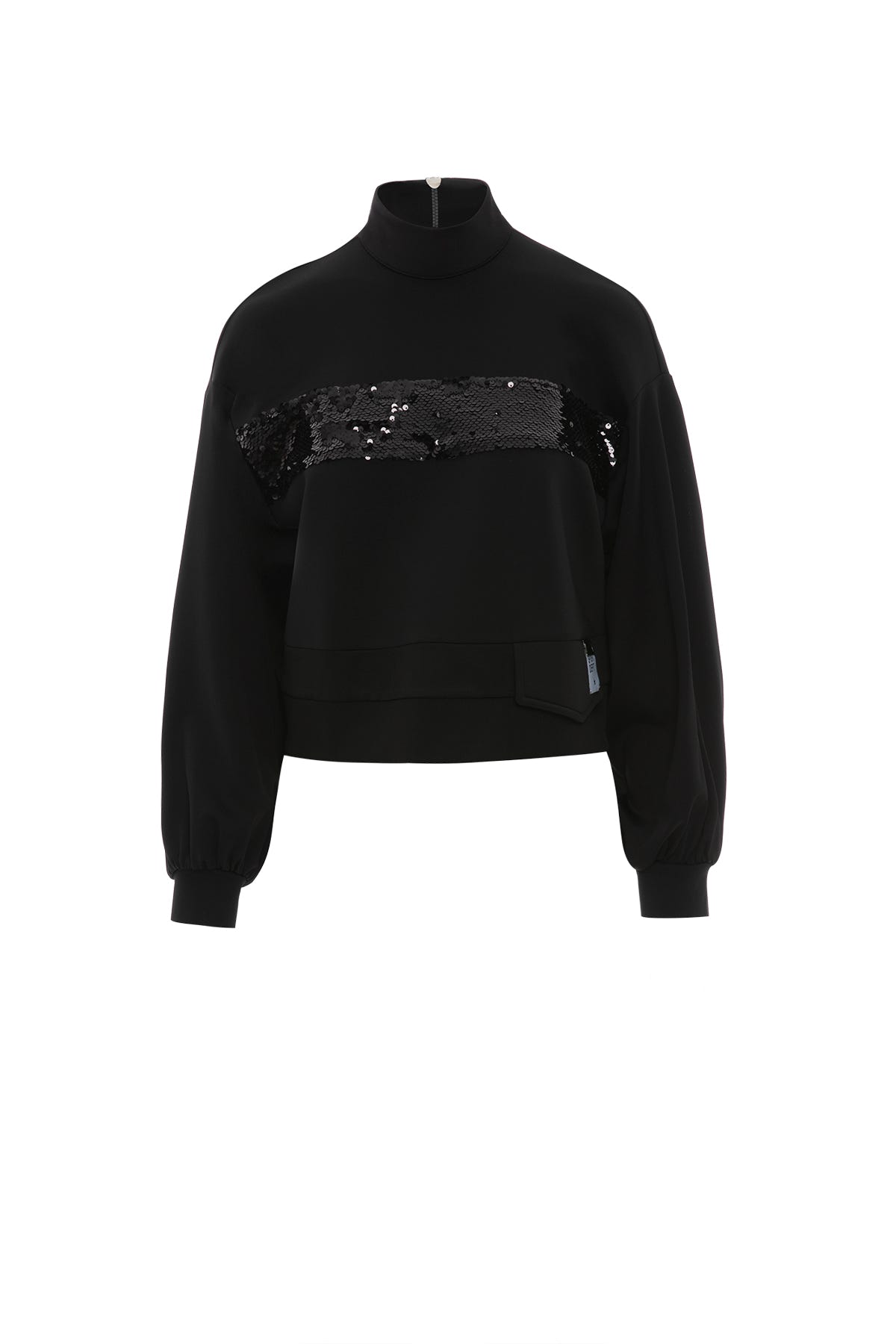 Aksesuarlı Bayet Detay Dik Yakalı Sweatshirt