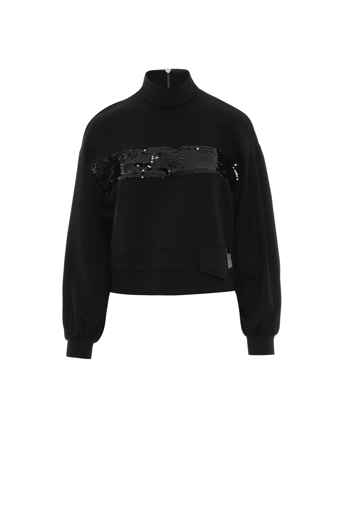 Aksesuarlı Bayet Detay Dik Yakalı Sweatshirt