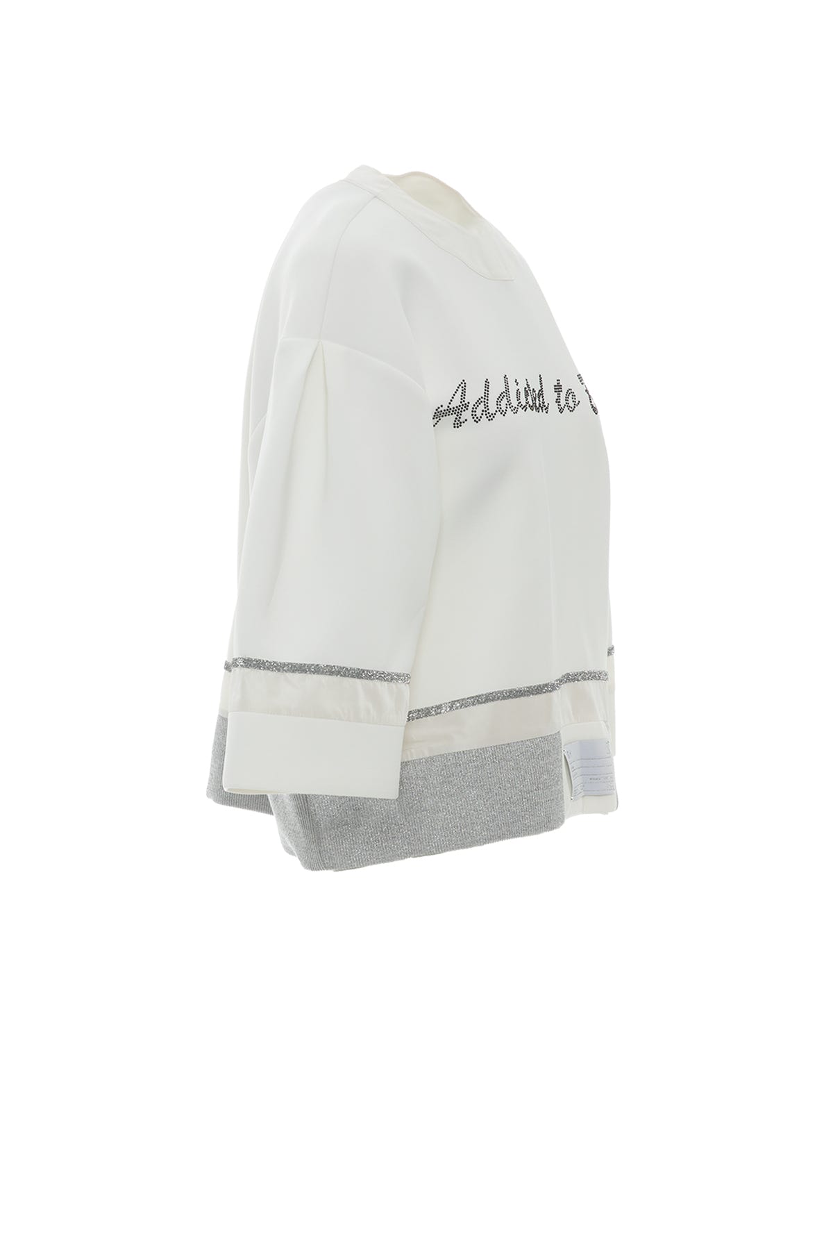 Ön Beden Baskı Detaylı Arkası Fermuarlı Scuba Bluz