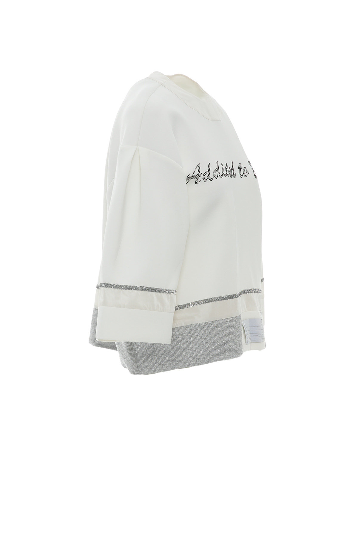 Ön Beden Baskı Detaylı Arkası Fermuarlı Scuba Bluz