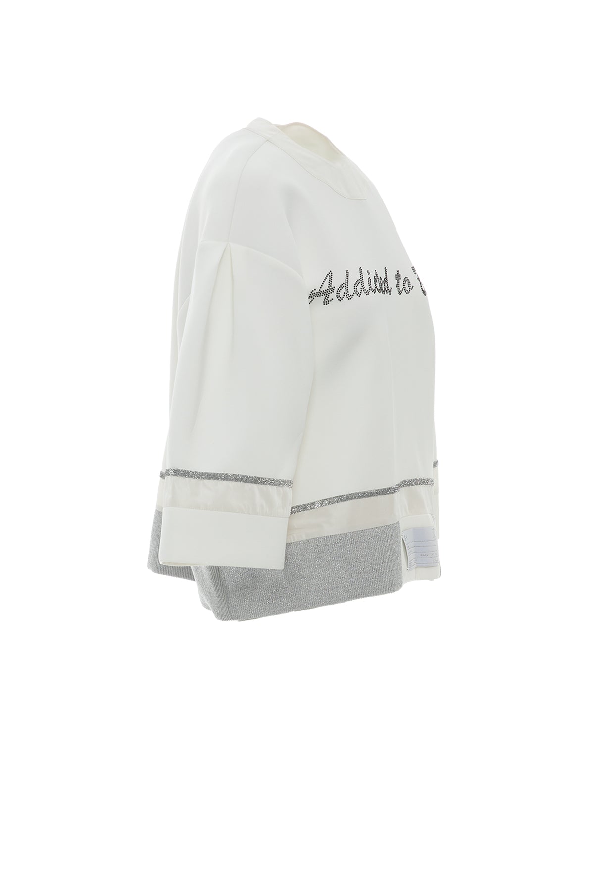 Ön Beden Baskı Detaylı Arkası Fermuarlı Scuba Bluz