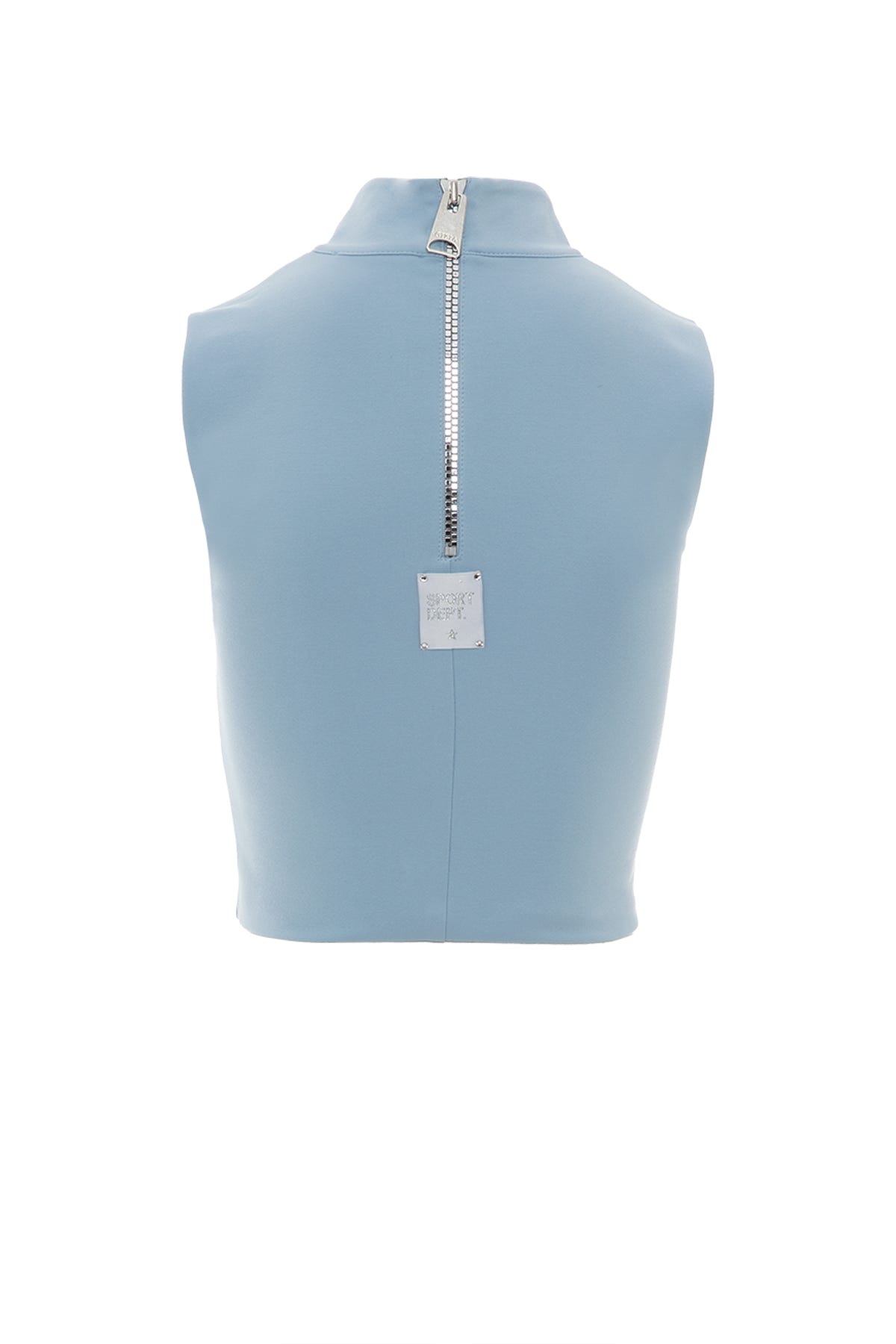 Arka Beden Fermuarlı Dik Yaka Kolsuz Bluz