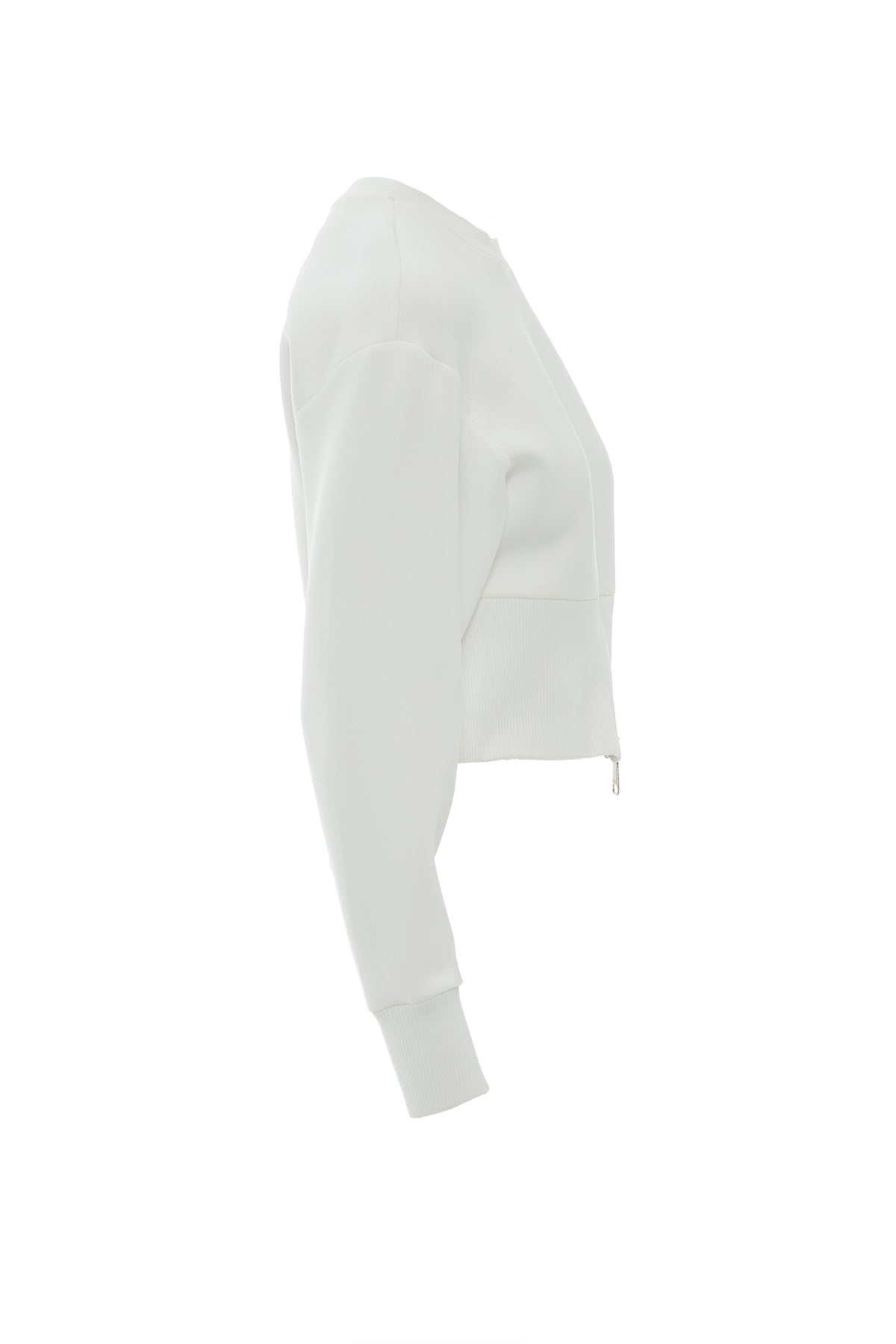 Kolu Etiket Detaylı Ön Etek Ucu Fermuarlı Sweatshirt