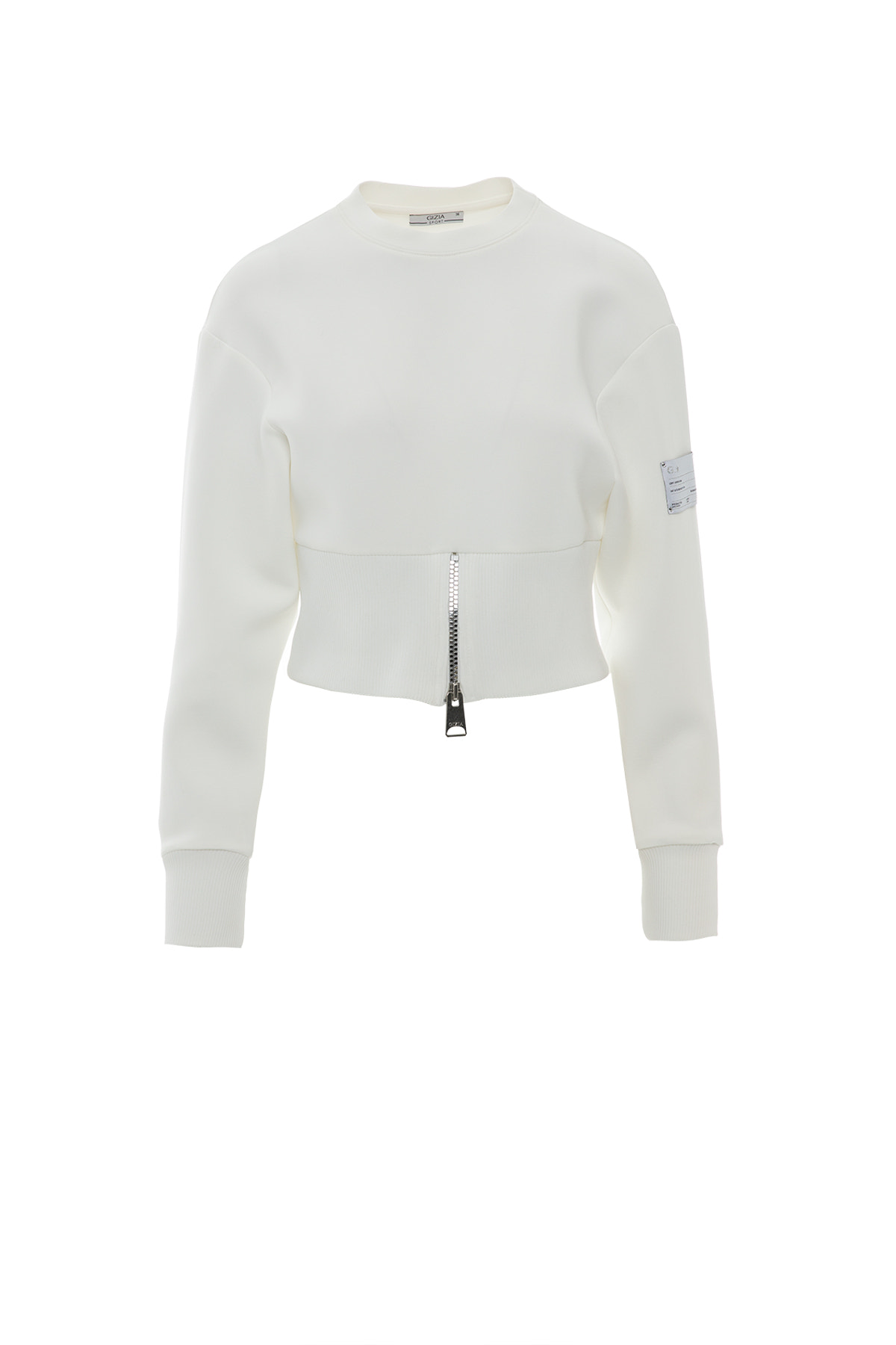 Kolu Etiket Detaylı Ön Etek Ucu Fermuarlı Sweatshirt