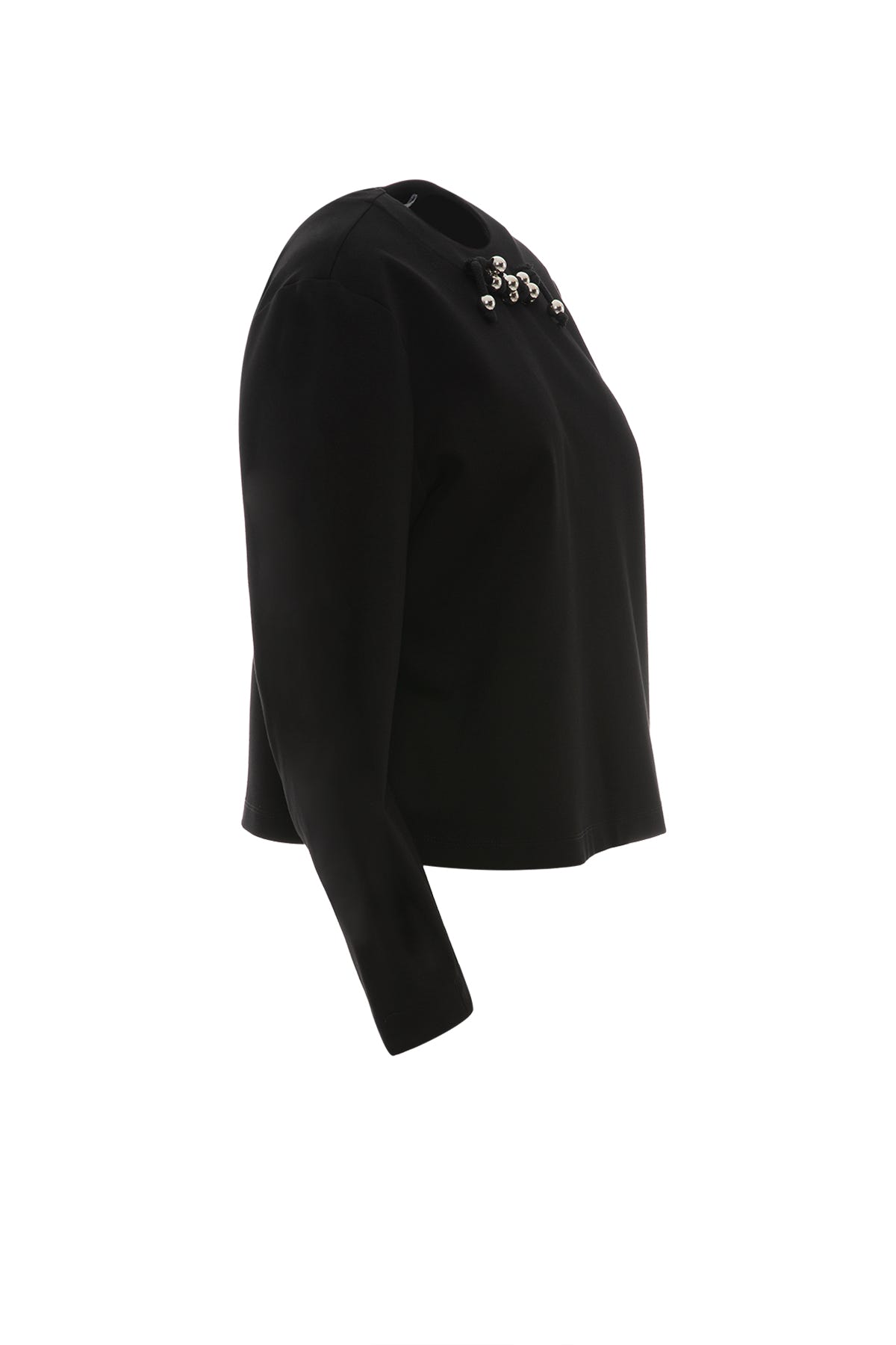 Boncuklu Kordon Detaylı Arkası Fermuarlı Bluz