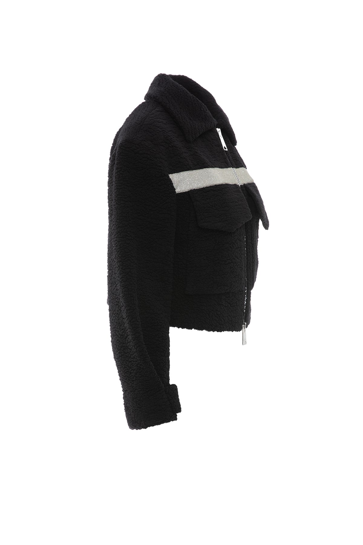 Sim Şerit Detaylı Peluş Mont