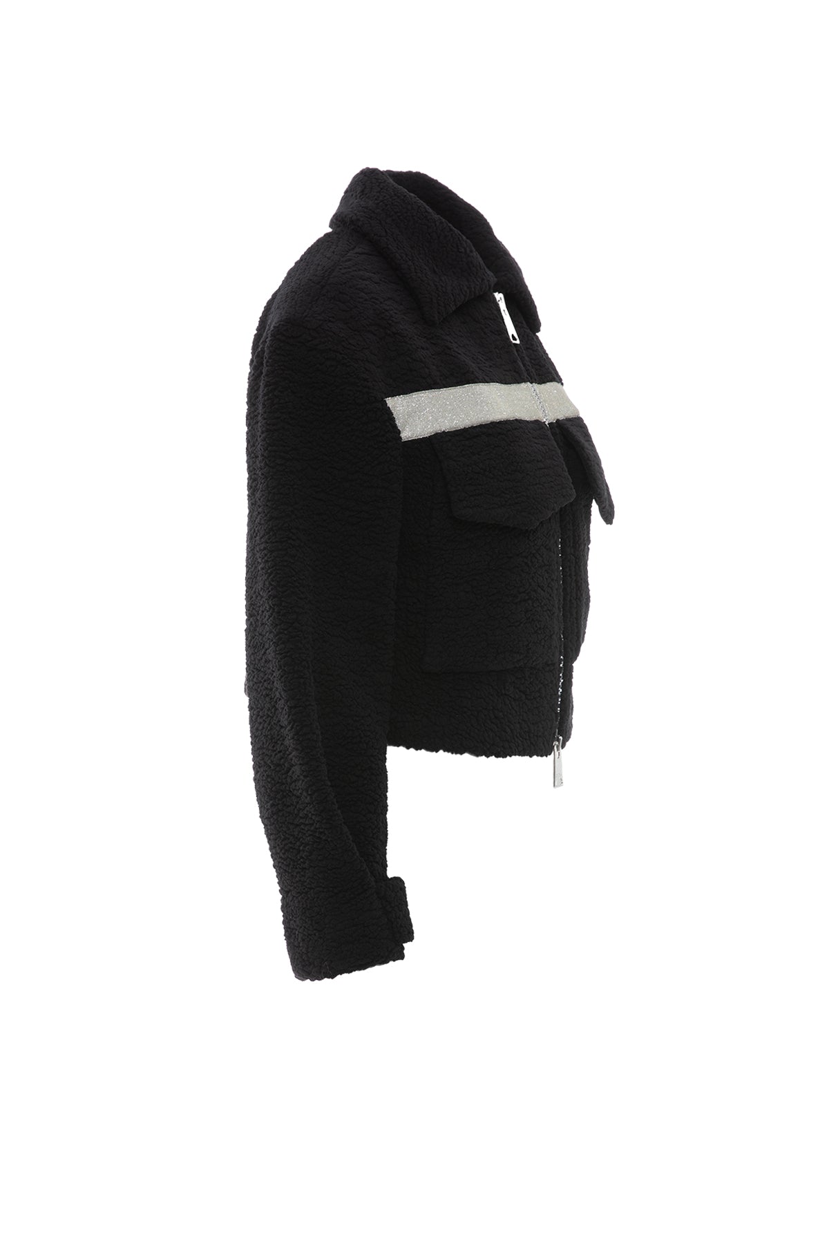 Sim Şerit Detaylı Kutu Form Peluş Ceket